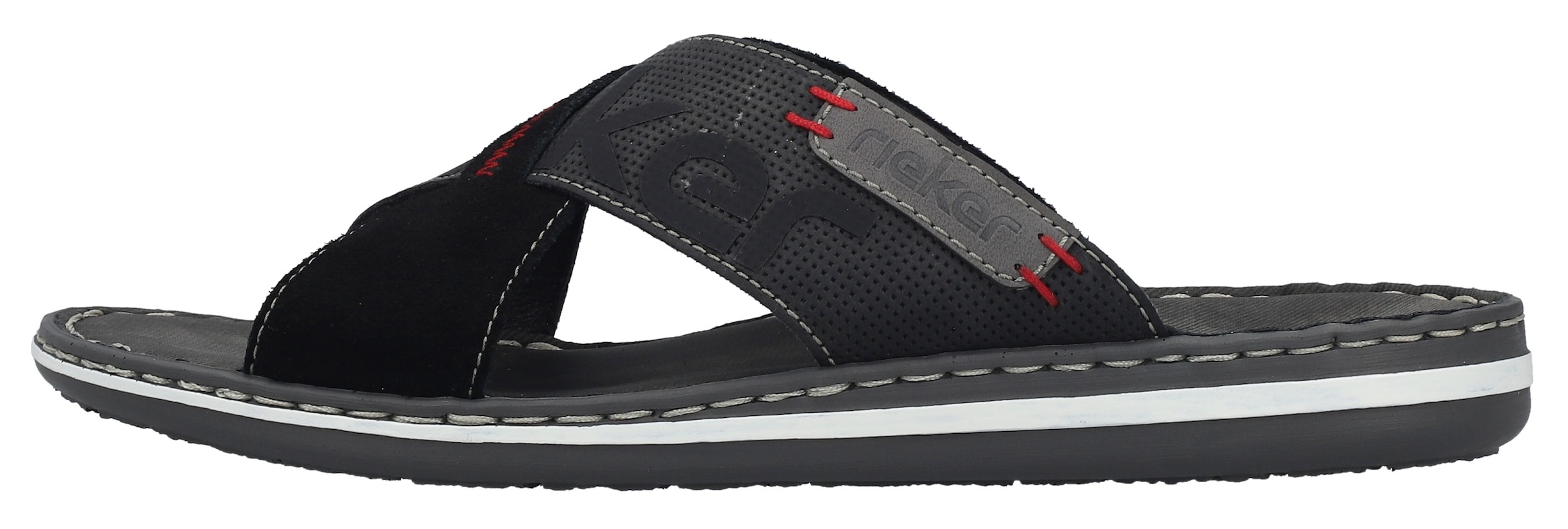 Rieker Pantolette  chaussure d'été, mule, poolslides, avec surpiqûres contrastées