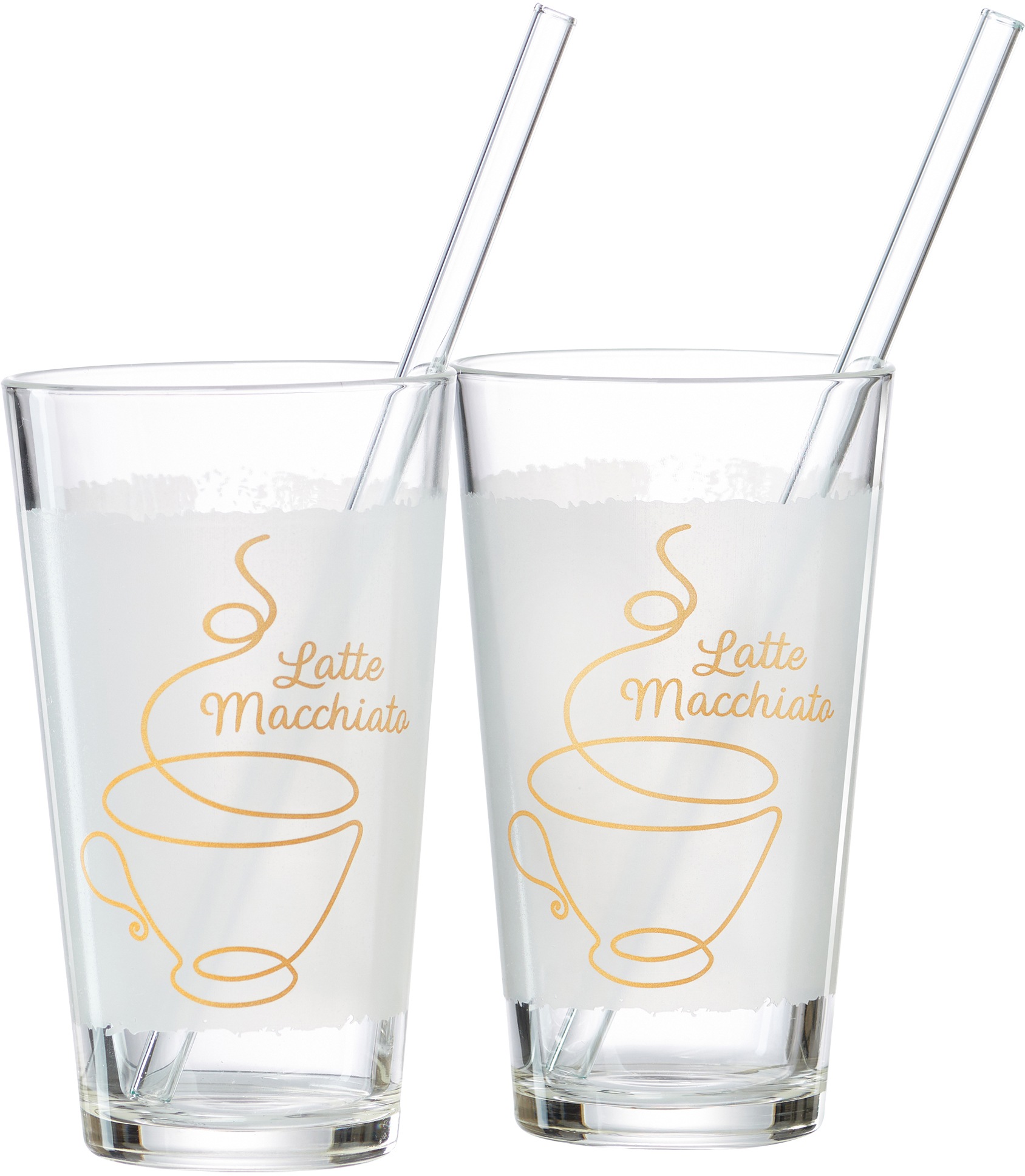 Image of Ritzenhoff & Breker Latte-Macchiato-Glas "Coffee" 4-teilig ( 2 Gläser und 2 Glas-Trinkhalme), 350 ml
