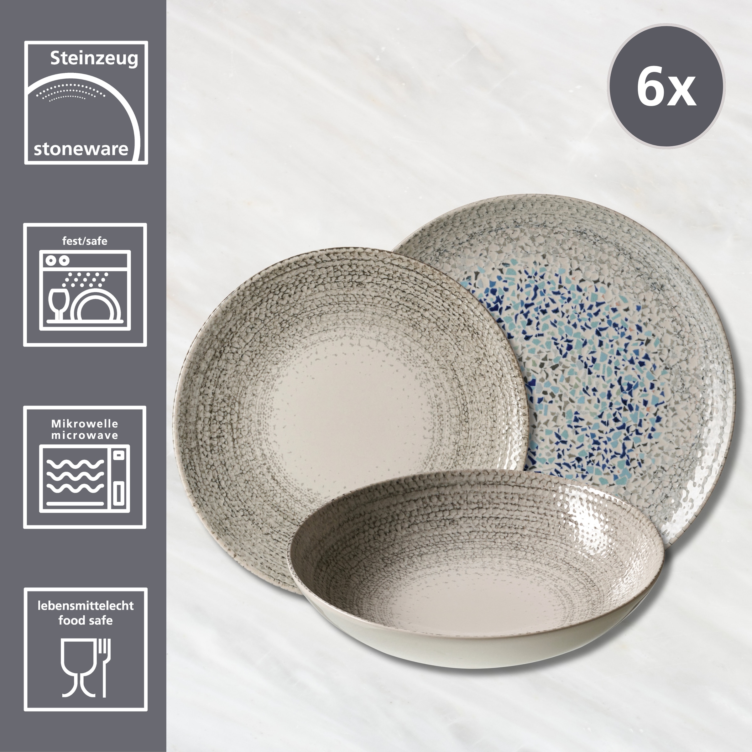 Ritzenhoff & Breker Tafelservice »Rimini« aus Steinzeug für 6 Personen
