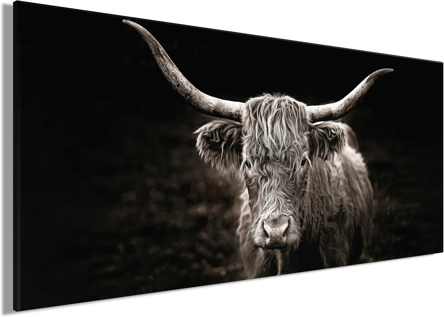 Bönninghoff Tableau sur toile »Wandbild HOCHLANDRIND XXL 90x200 cm – Leinwandbild Keilrahmen Deko« Images de vaches 1 cuis tlg. tendu sur châssis