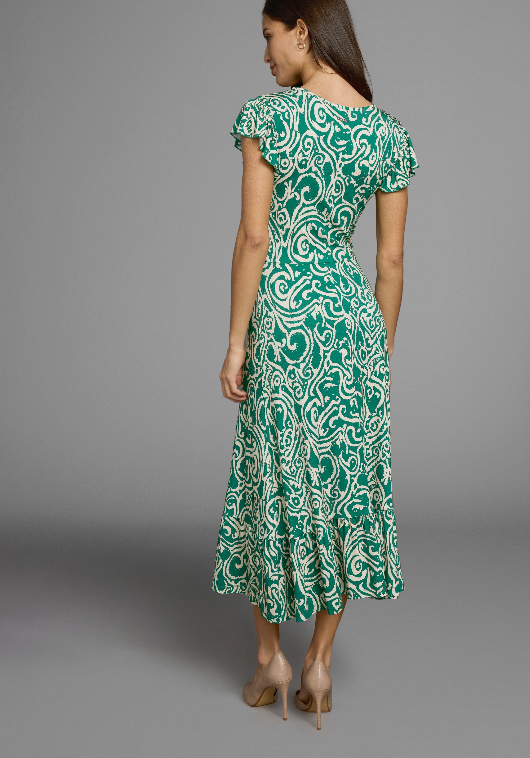 Laura Scott Sommerkleid, mit Alloverdruck & leicht gerafften Flügel-Ärmeln