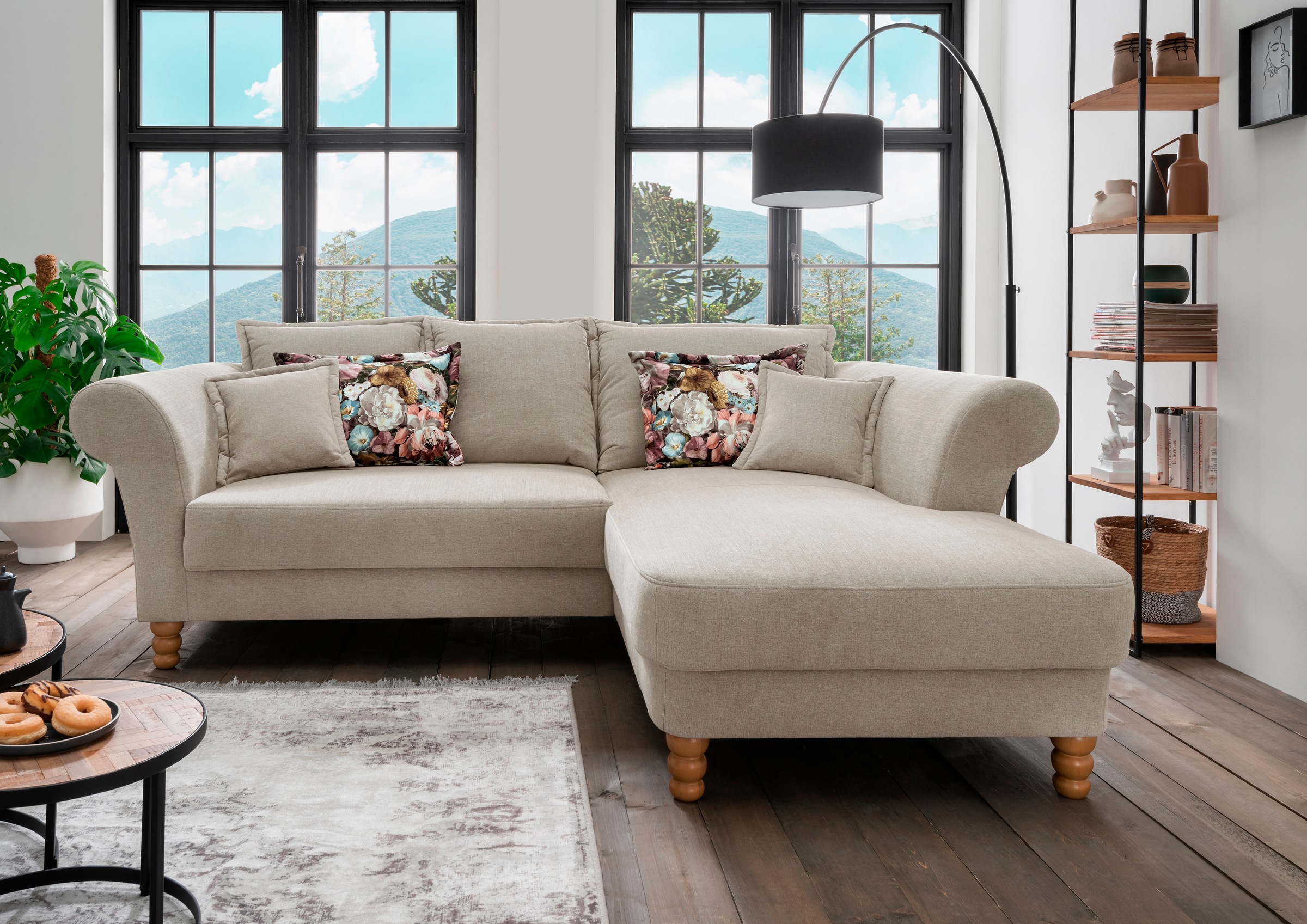 Image of Home affaire Ecksofa "Tassilo Mega Polsterecke mit Kaltschaum im Sitz, bequem, L-Form" hoher Sitzkomfort, Breite 262cm, Komfortsitzhöhe 48cm, zeitlos elegant