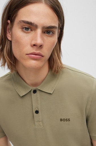 ♕ BOSS Poloshirt der dezentem 01«, ORANGE Logoschriftzug auf mit versandkostenfrei Brust 10203439 »Prime auf