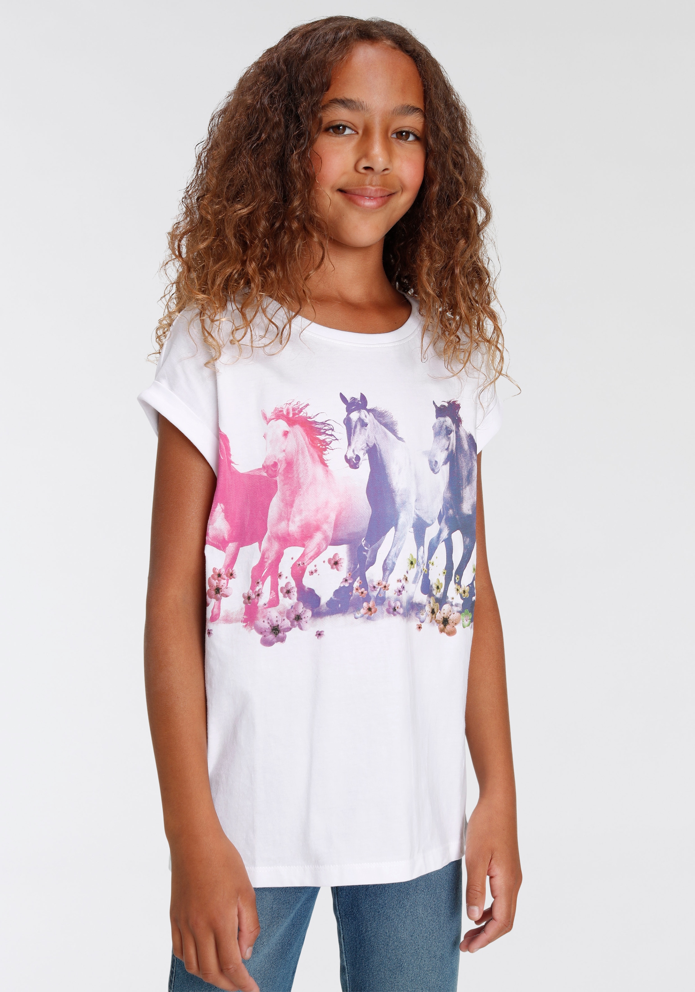 Modische KIDSWORLD T-Shirt Mindestbestellwert in Form legerer ohne bestellen »Pferde«, weiter