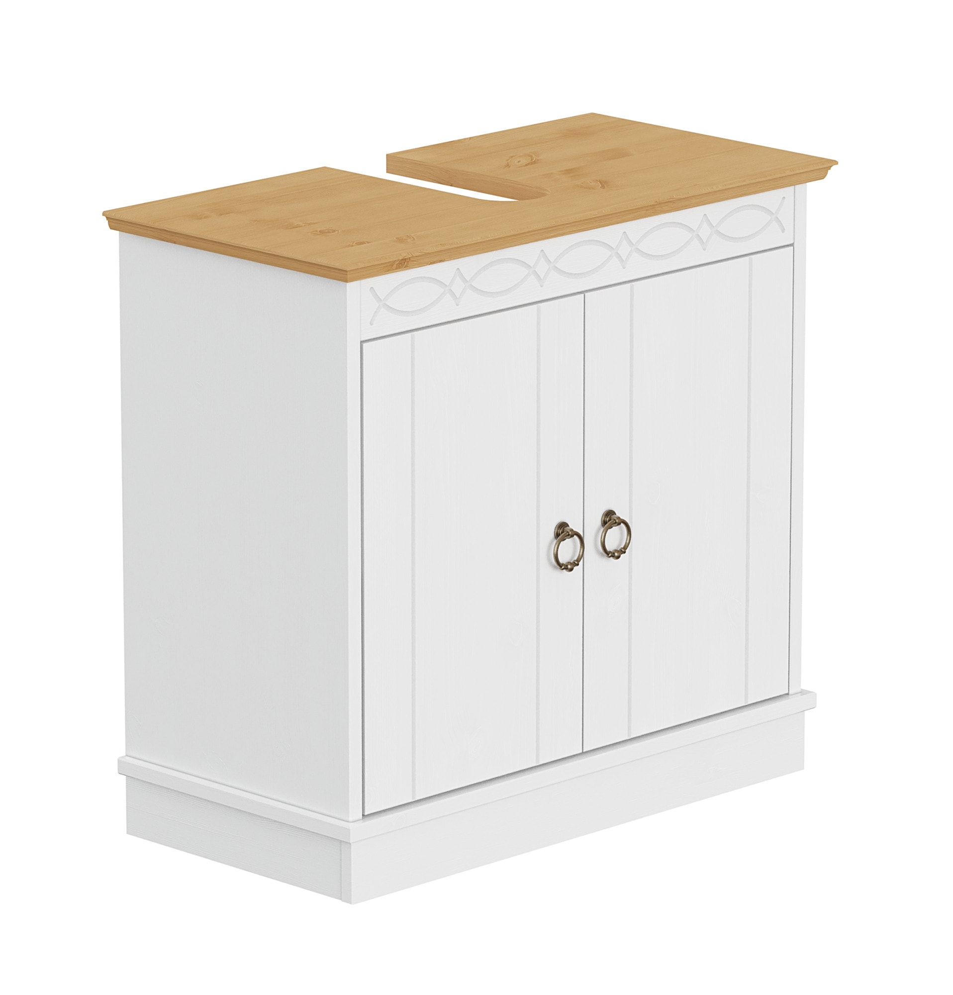 GOODproduct Waschbeckenunterschrank »Indra, Badschrank, Badmöbel, Badezimmerschrank« B/T/H: 64/32/66 cm,  aus massiver Kiefer, 2 Türen,  FSC®-zertifiziert