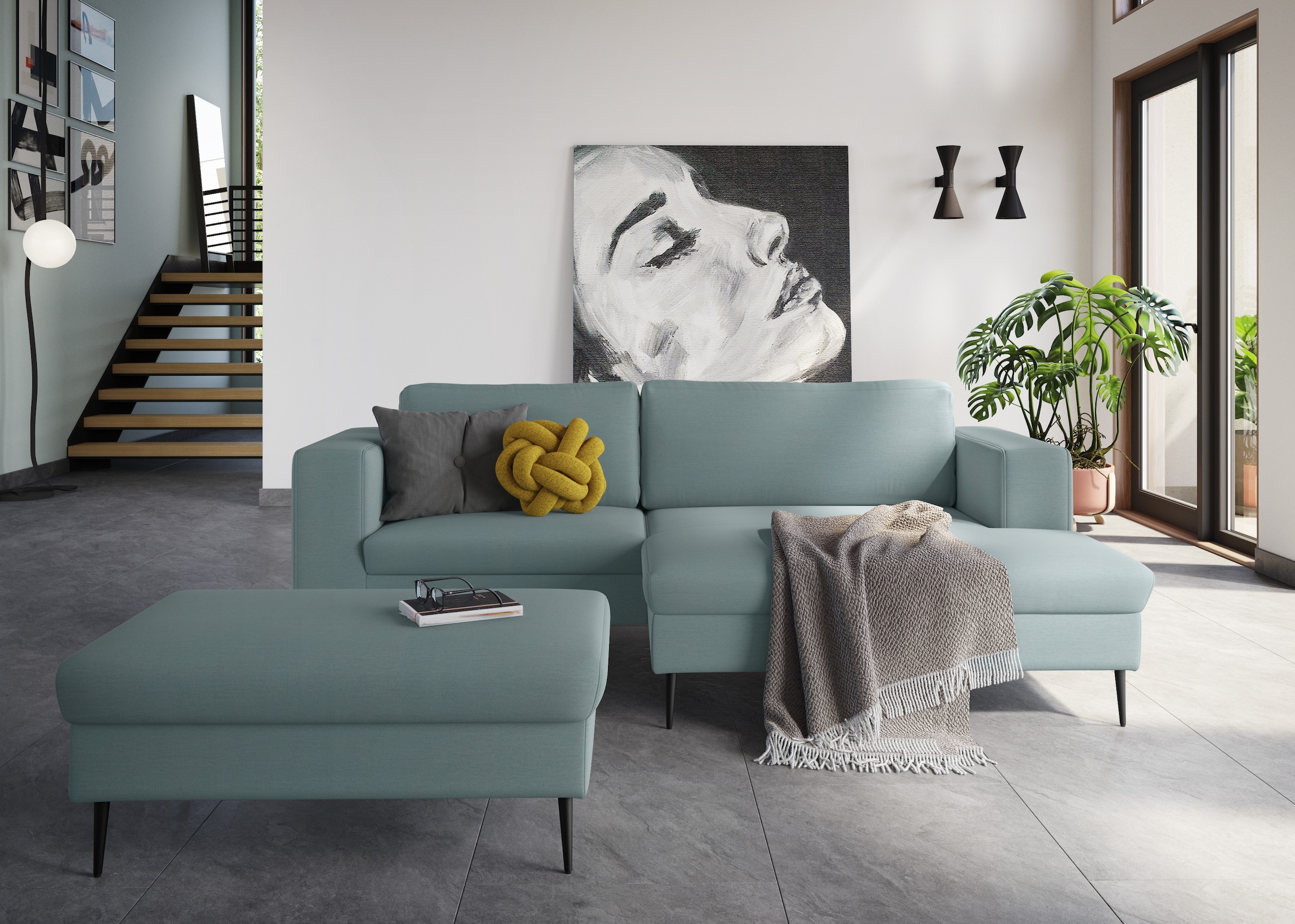 DOMO collection Ecksofa »Modica kompakt und elegant, Breite 244, L-Form«, moderne Optik mit extrabreiter Recamiere, auch in Cord