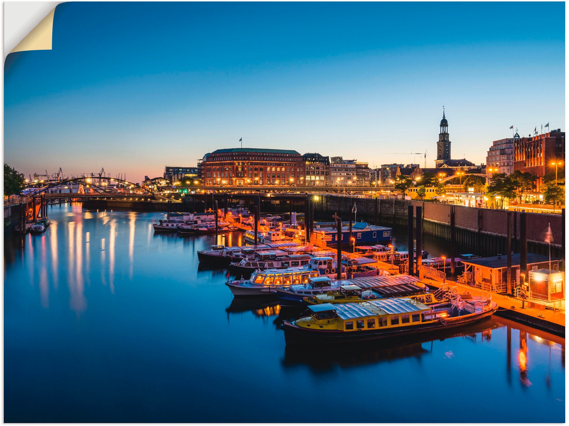 Image of Artland Wandbild »Hamburg Hafen Panorama mit Michel«, Deutschland, (1 St.), in vielen Grössen & Produktarten - Alubild / Outdoorbild für den Aussenbereich, Leinwandbild, Poster, Wandaufkleber / Wandtattoo auch für Badezimmer geeignet bei Ackermann Versand