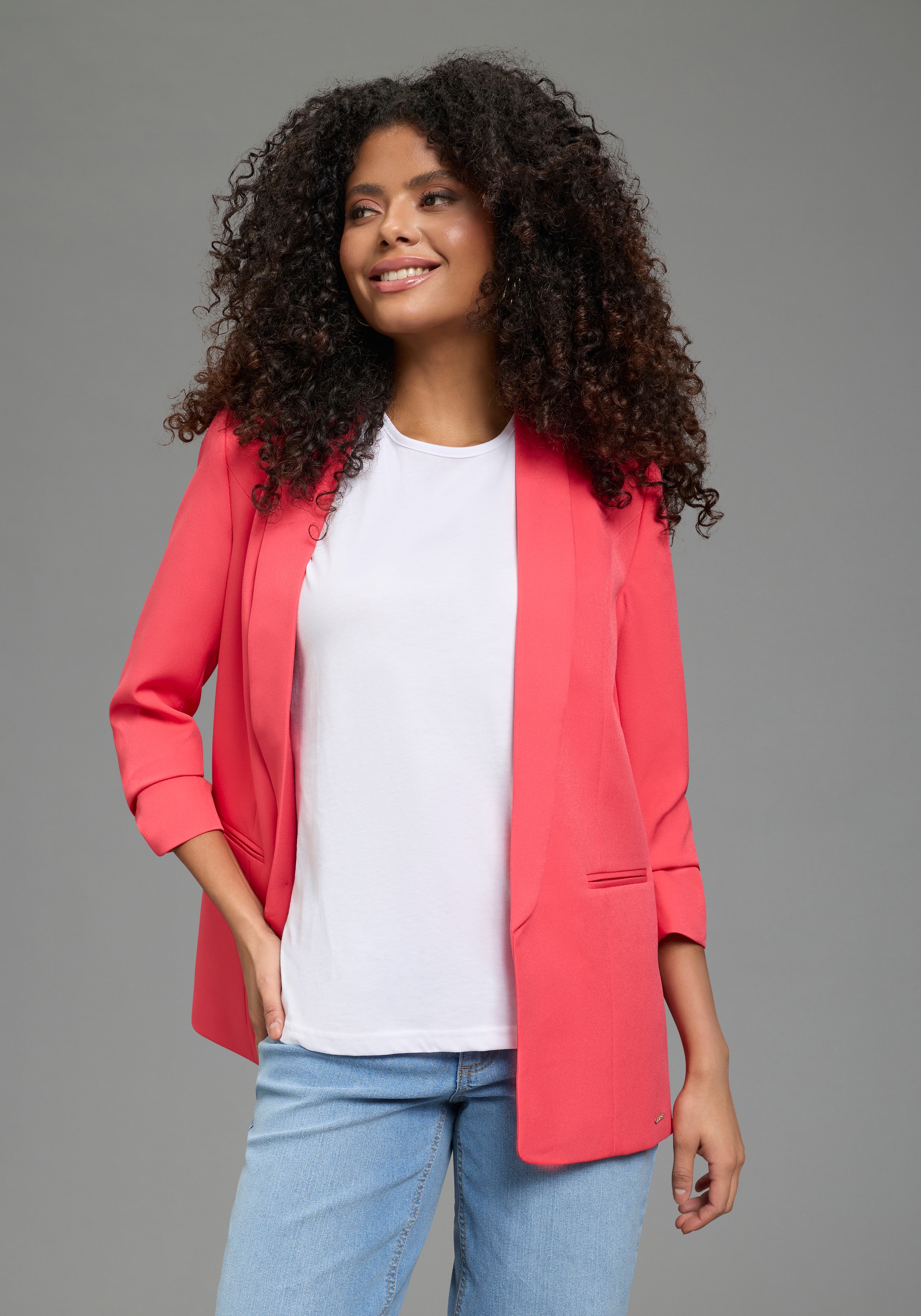 Laura Scott Longblazer mit gerafften Ärmeln