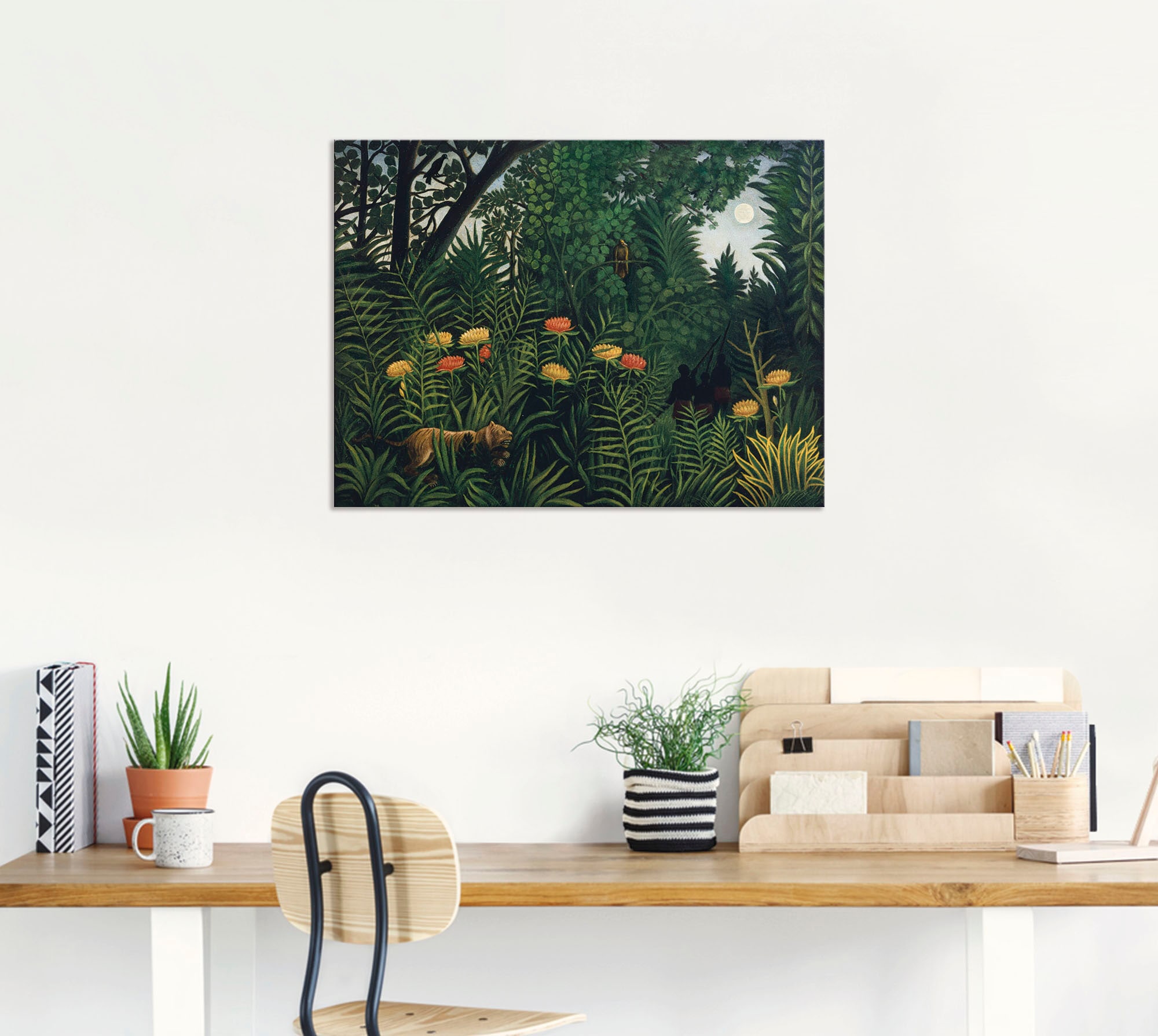 Artland Wandbild »Urwald mit Tiger und Jägern. Um 1907.«, Wald, (1 St.), als Alubild, Outdoorbild, Leinwandbild, Poster in verschied. Grössen