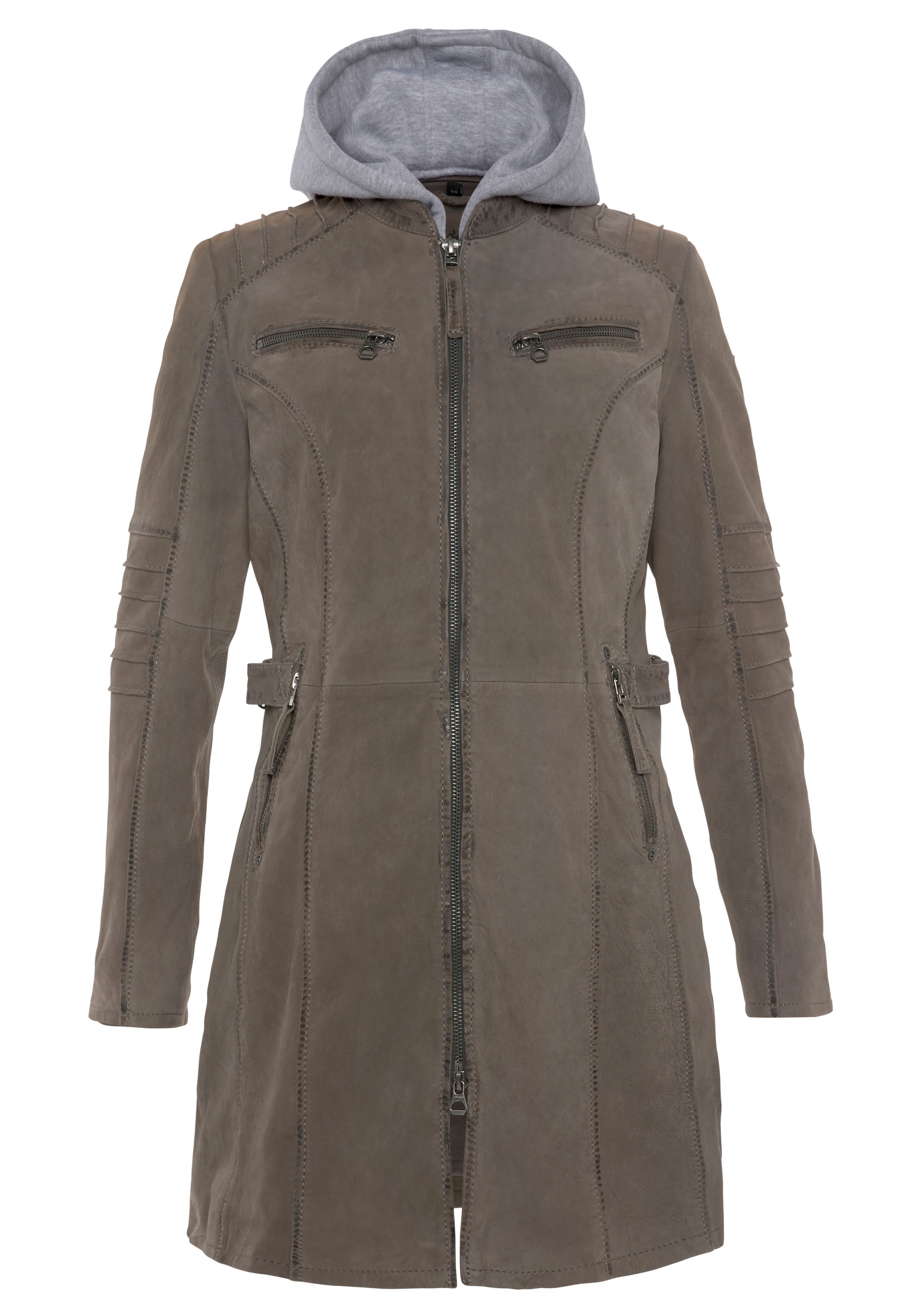 Mauritius Lederjacke »NILAH«, mit Kapuze, mit seitlichen Riegeln in der Taille