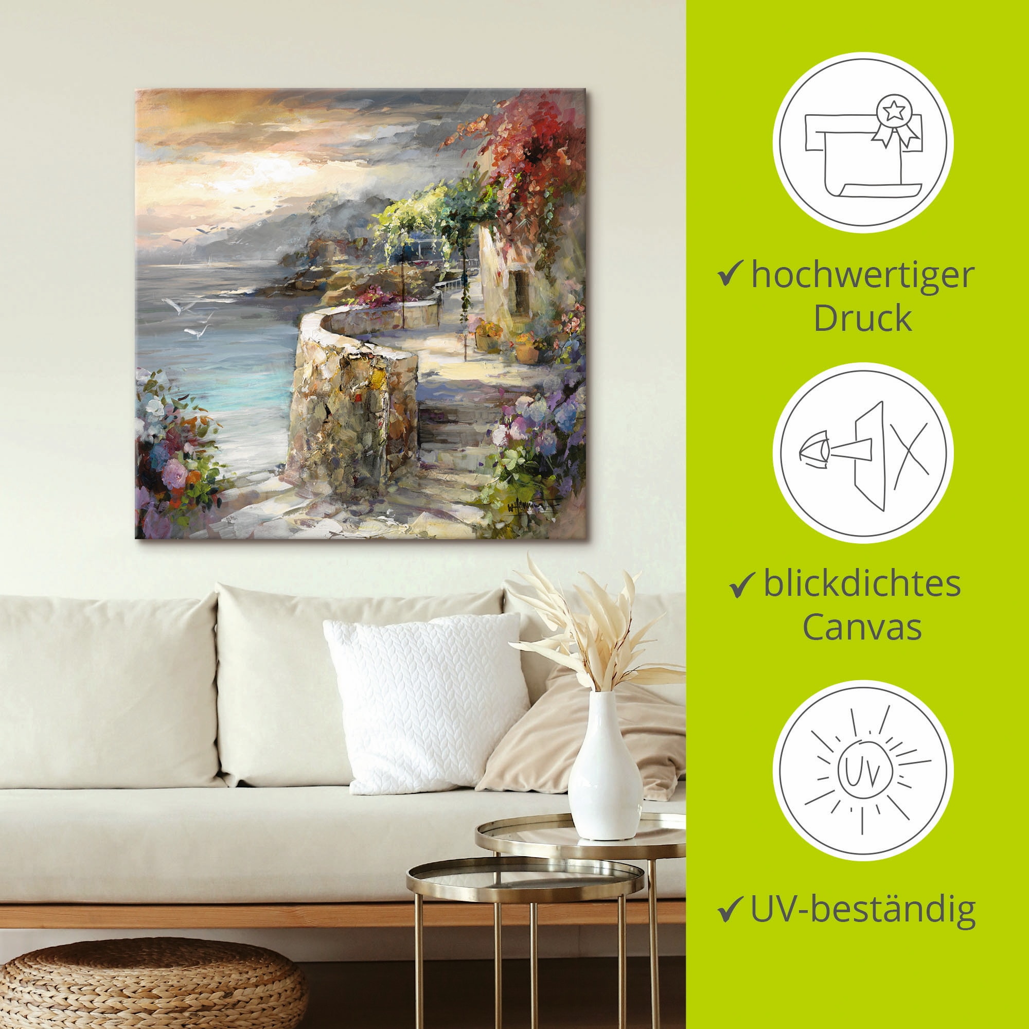 Artland Tableau sur toile »Möwen und Sonnenuntergang« 1 cuis tlg. auf Holzrahmen gespannt