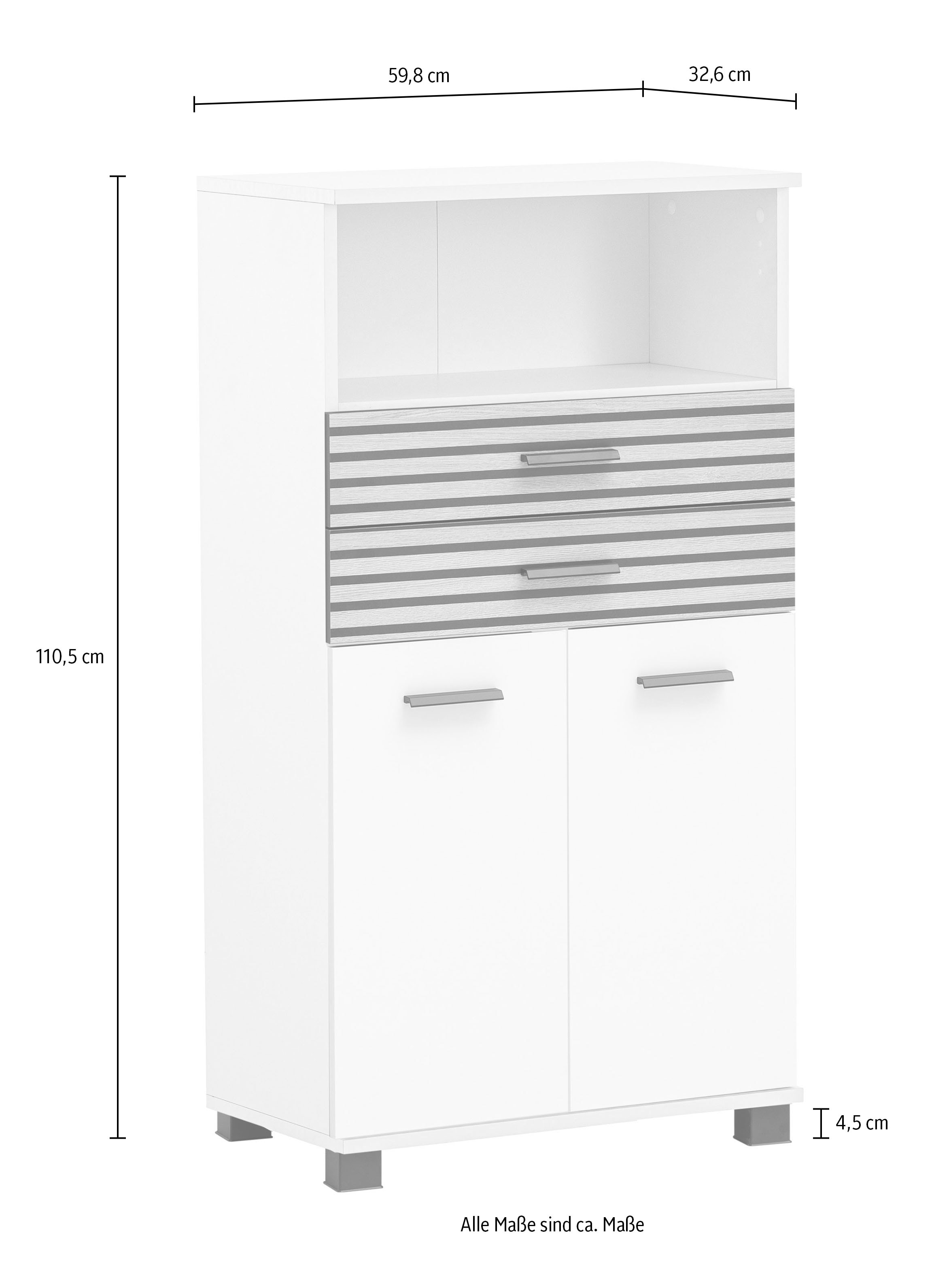 welltime Armoire intermédiaire »Katta, Breite 60 cm« Schubladen mit Akustikprint