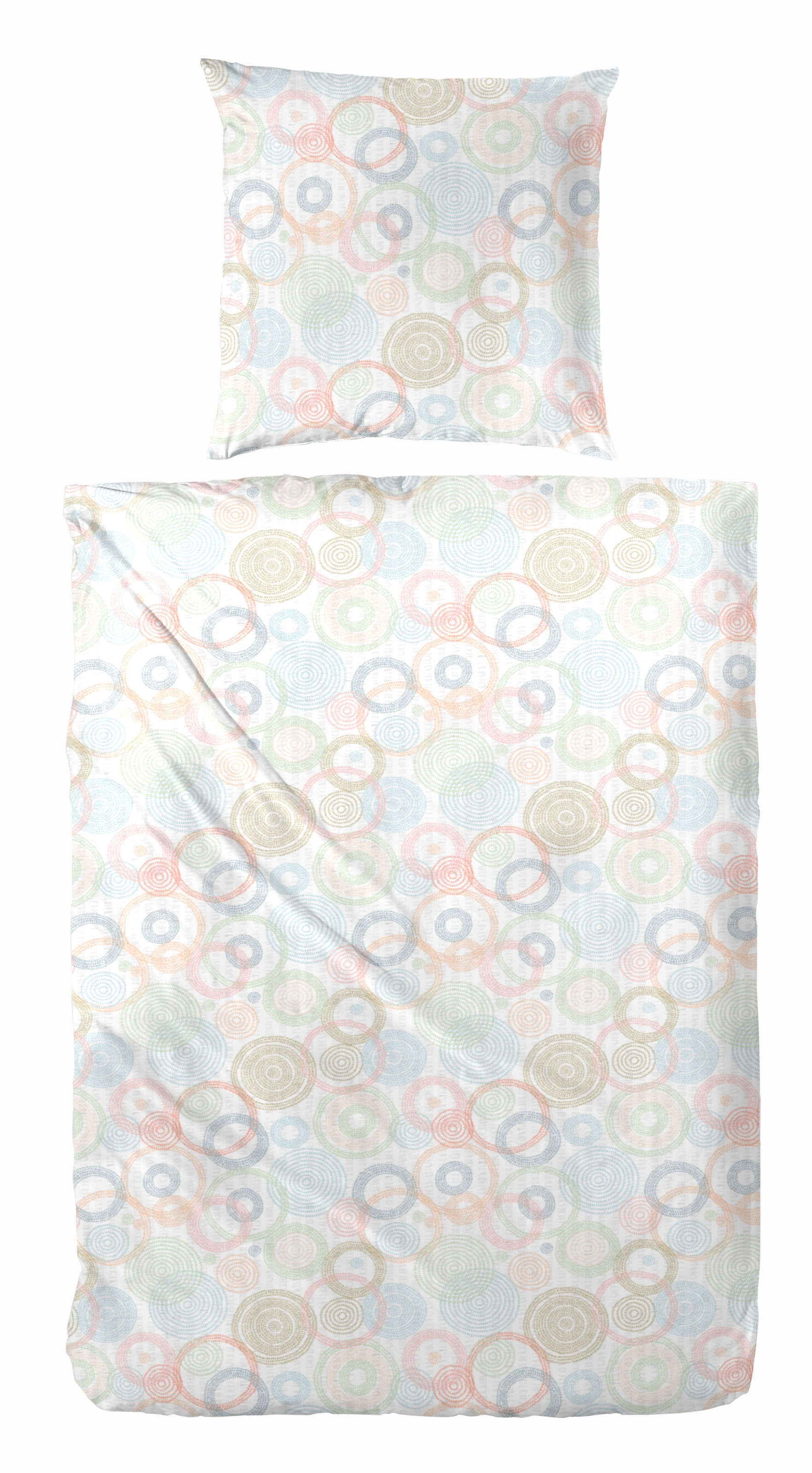 Image of Primera Bettwäsche "Primera Soft-Seersucker-Bettwäsche Cirleane" 2 Stk. mit pastellfarbenen Kreisen