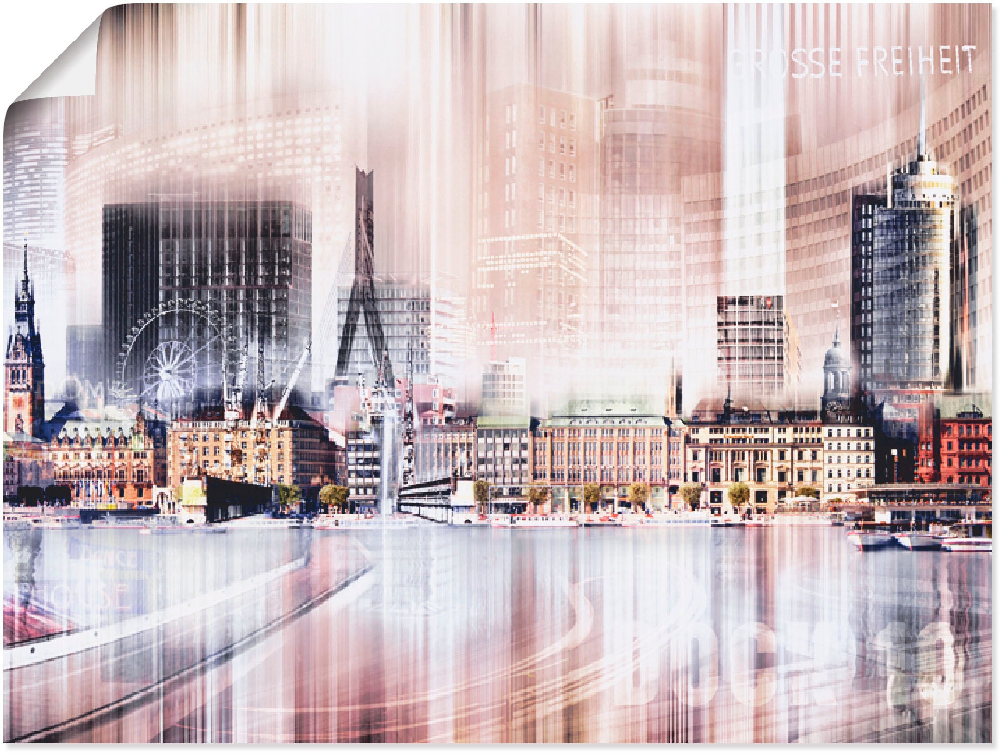 Image of Artland Poster "Hamburg Skyline Abstrakte Collage II" Deutschland 1 Stk. tlg. ohne Rahmen