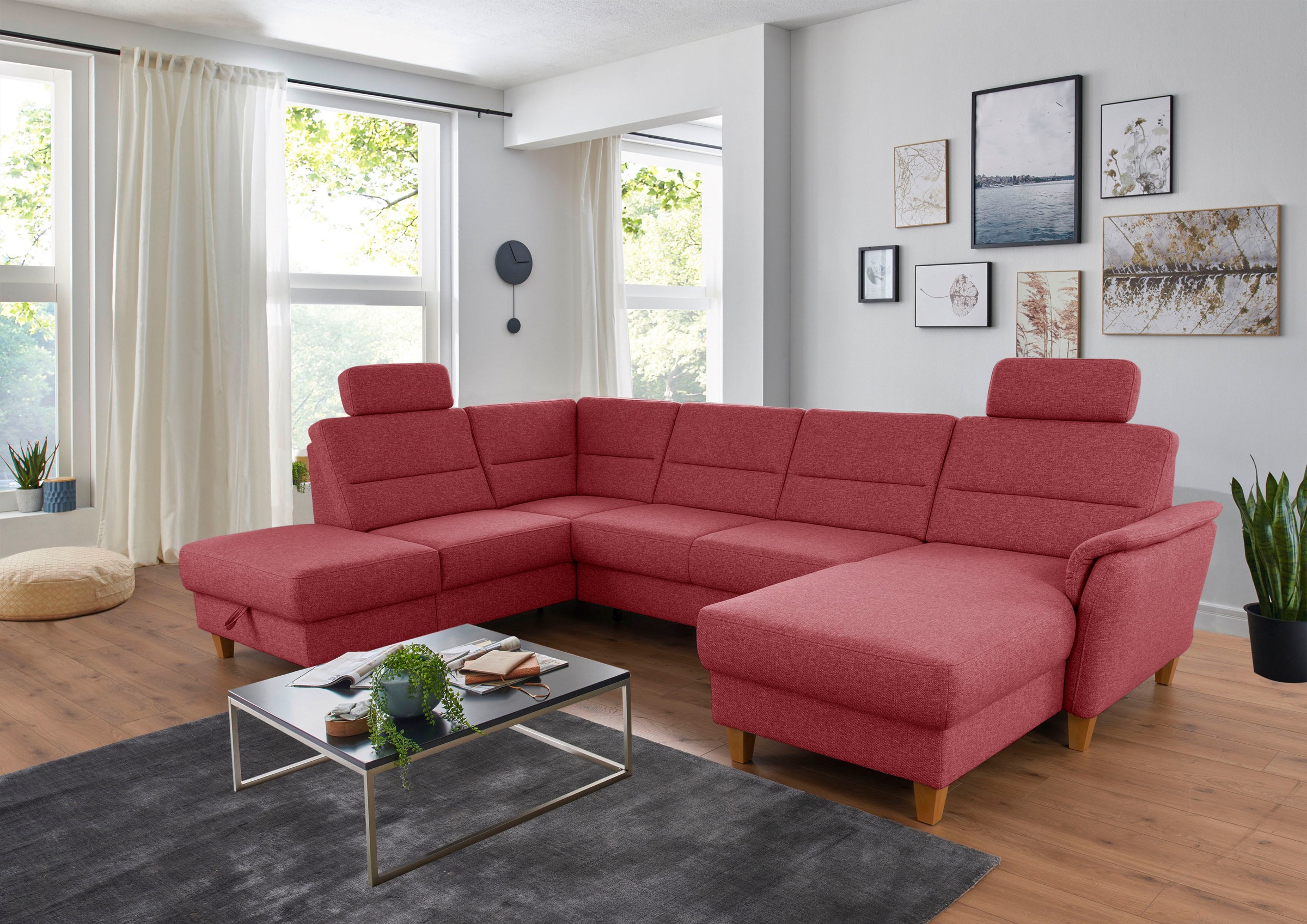 Image of Home affaire Wohnlandschaft "Palmera U-Form, B: 308 cm" optional Bettfunktion & Bettkasten, Federkern