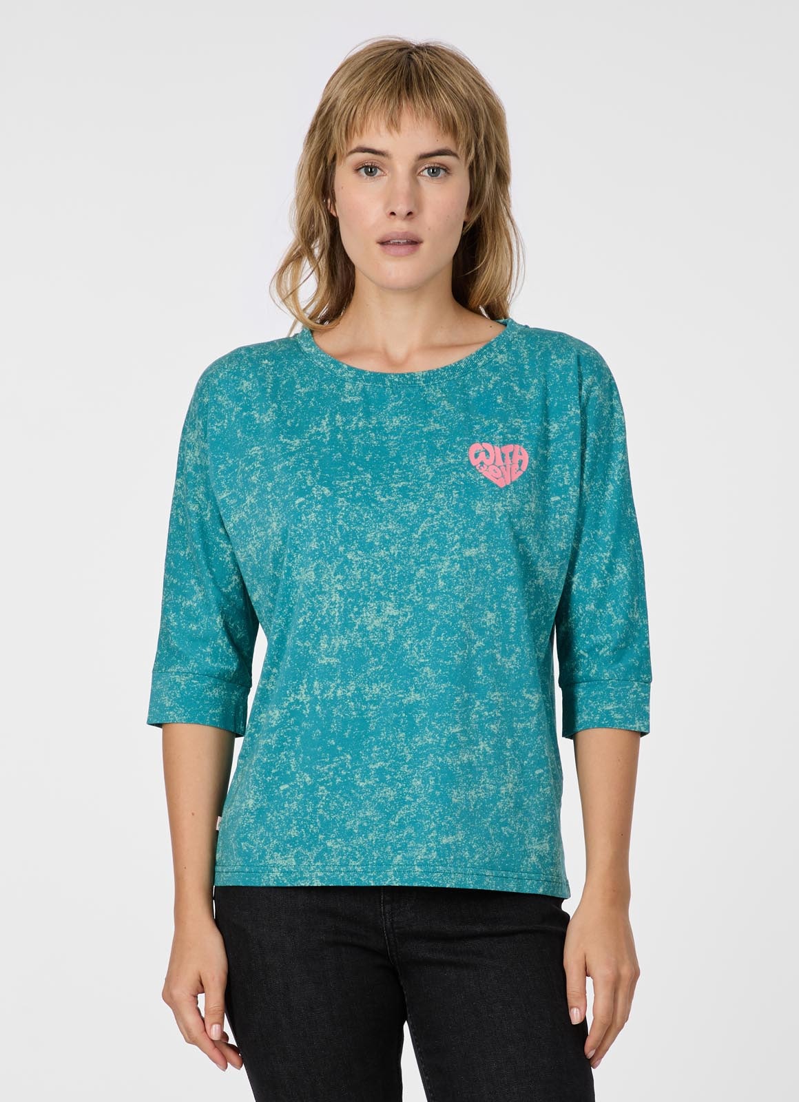 Ragwear T-shirt à manches 3/4 »SHIMONA PRINT« Coupe confortable avec imprimé cœur et aspect délavé