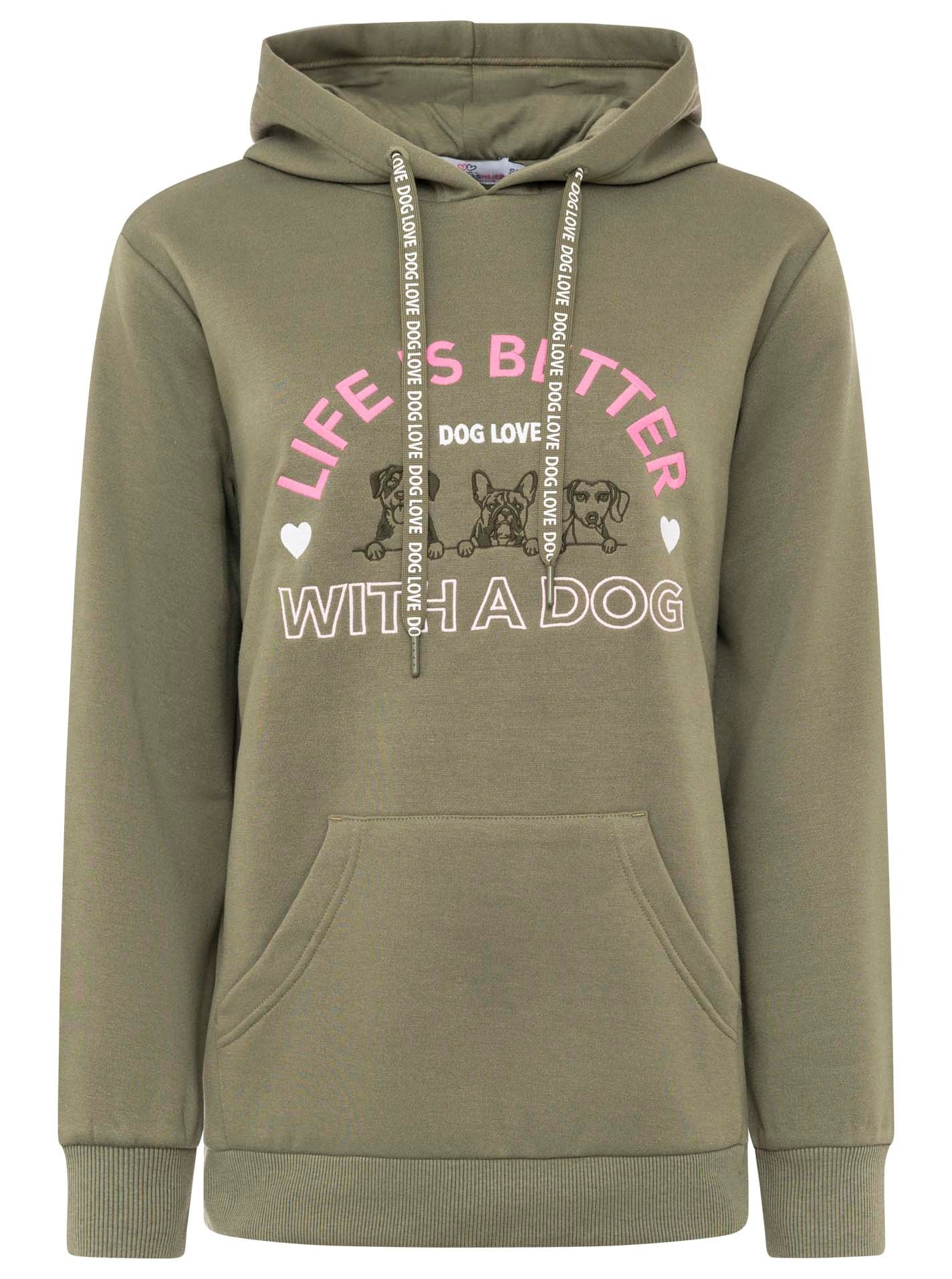 Zwillingsherz Hoodie »"Dog Life"«, Mini-Me,mit gestickten Hunden und Slogan
