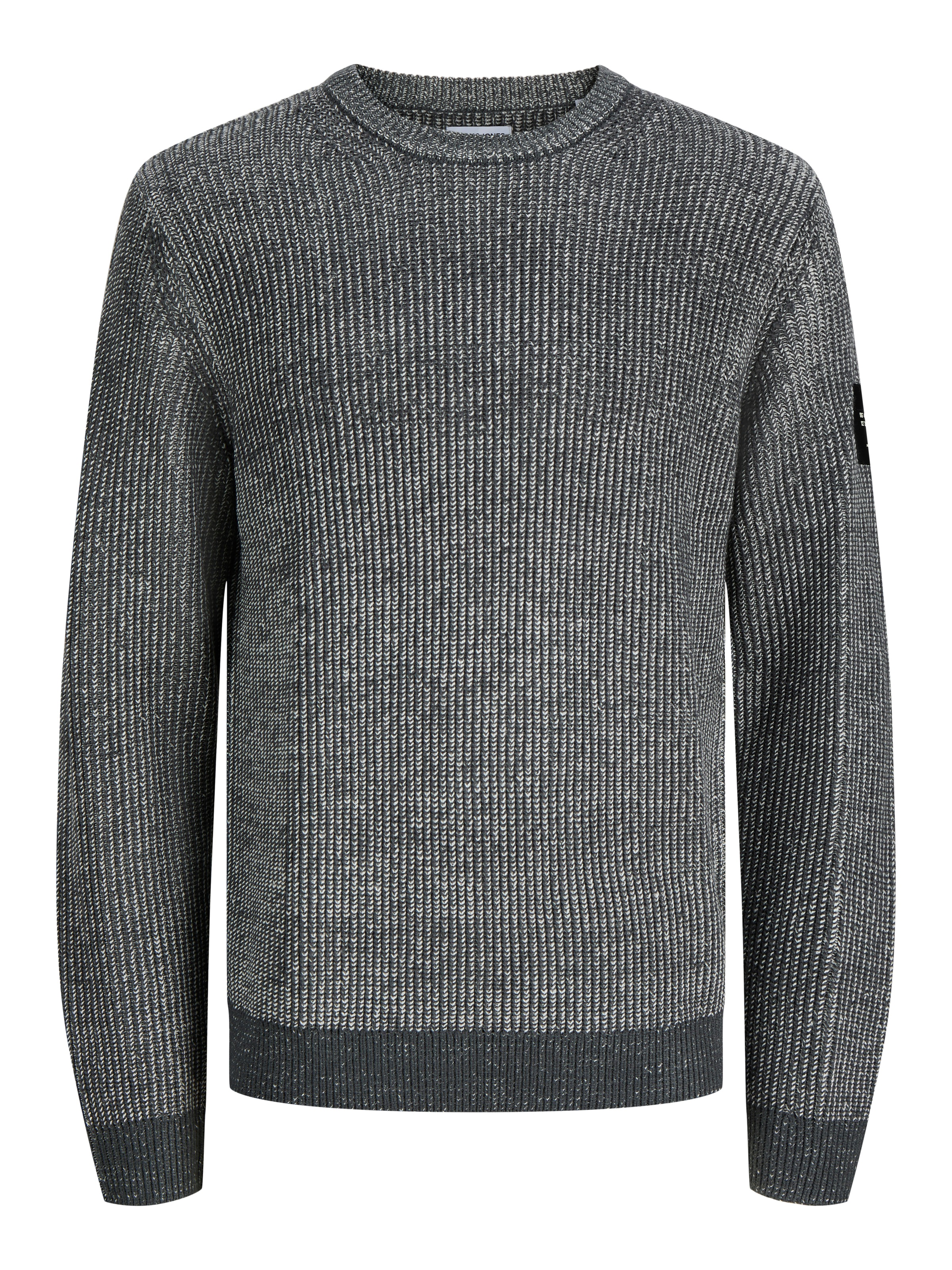 Jack & Jones Pull à col rond »JJCLEVELAND KNIT CREW NECK« Materialmix, normal geschnitten