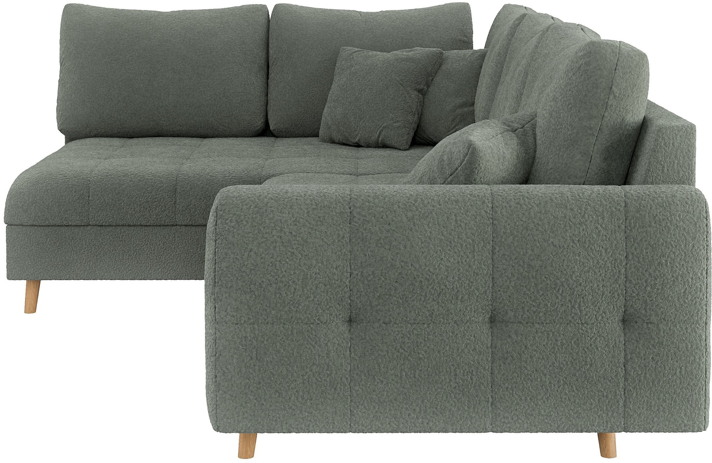 Home affaire Ecksofa »CHARRE L-Form mit Ottomane, Masse B/T/H: 231/161/81 cm«, feine Steppung, lose Rücken- und Zierkissen, auch in Cord und Bouclé
