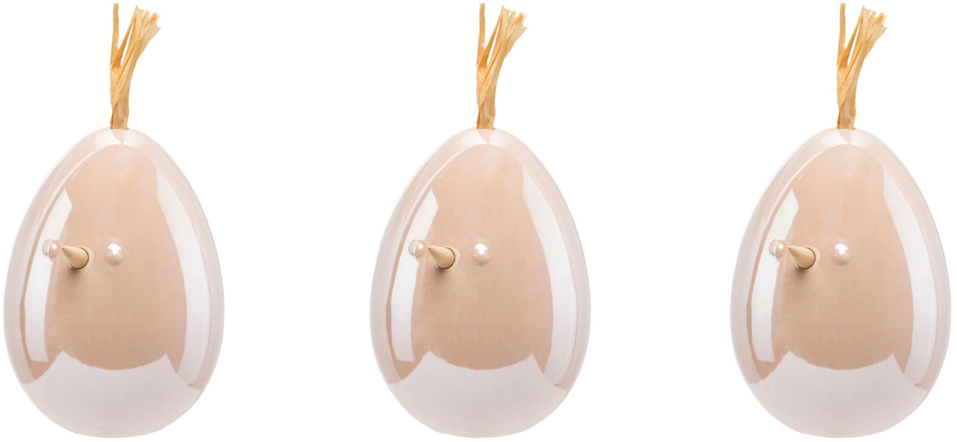 Image of Creativ home Osterei "Huhn, Ei mit Applikation" Frühjahrsdeko aus Keramik