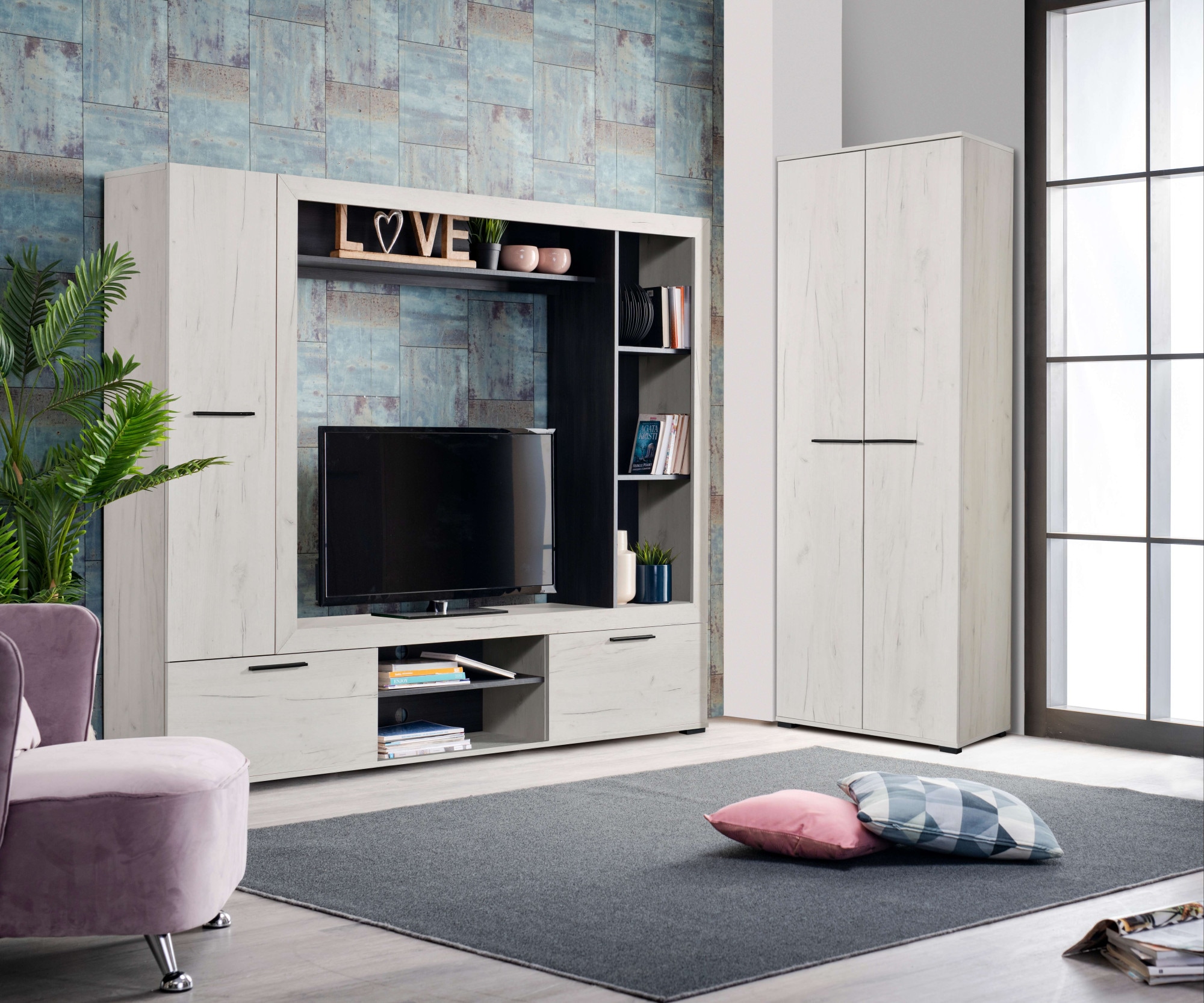 Home affaire Armoire vestiaire »Lorca Drehtürenschrank, Dielenschrank , Flurschrank, Mehrzweckschrank« Design moderne effet chêne avec chants ABS, 2 portes