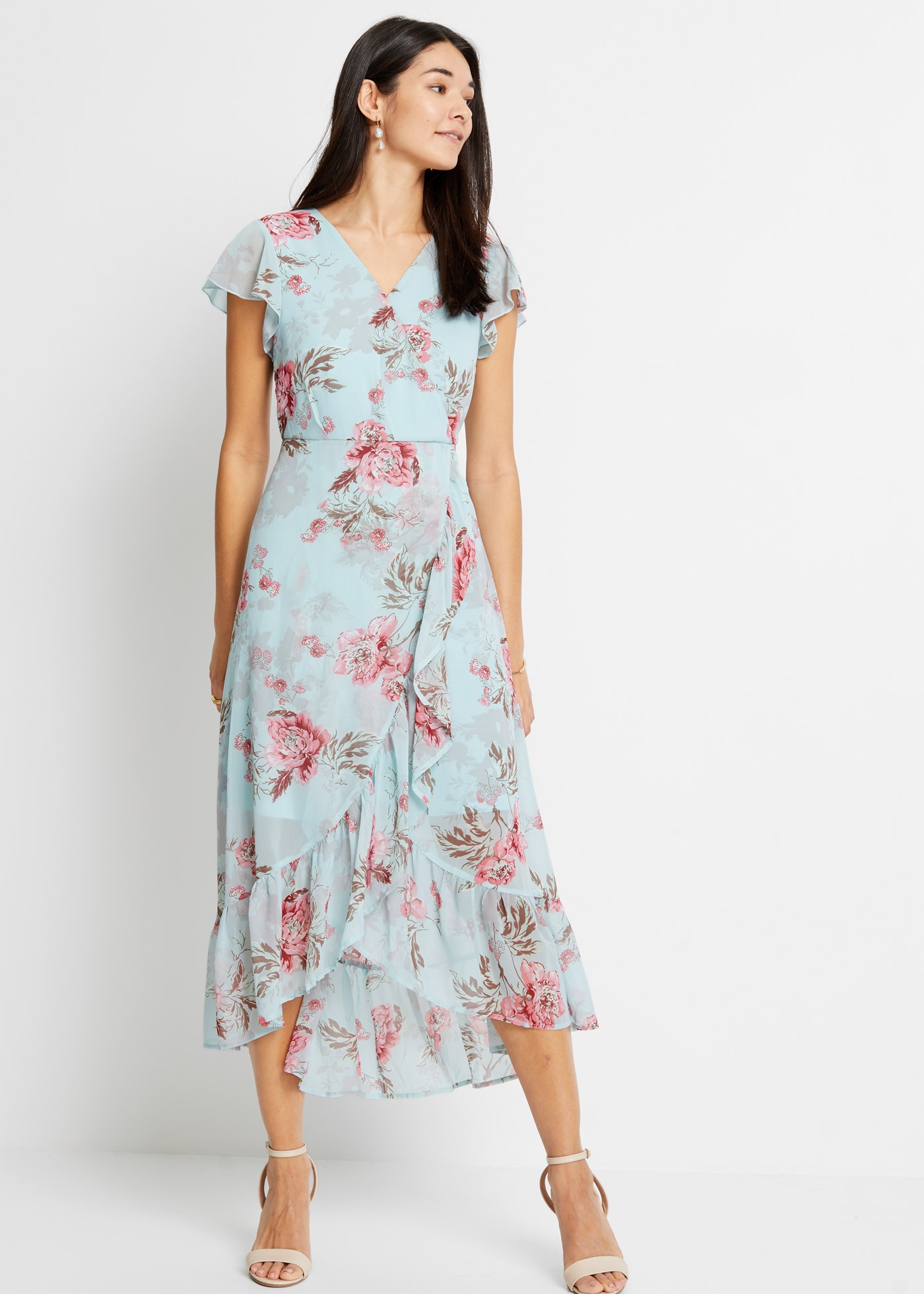 Image of bonprix Chiffonkleid für eleganten Anlass, aus Polyester, ausgestellte Passform