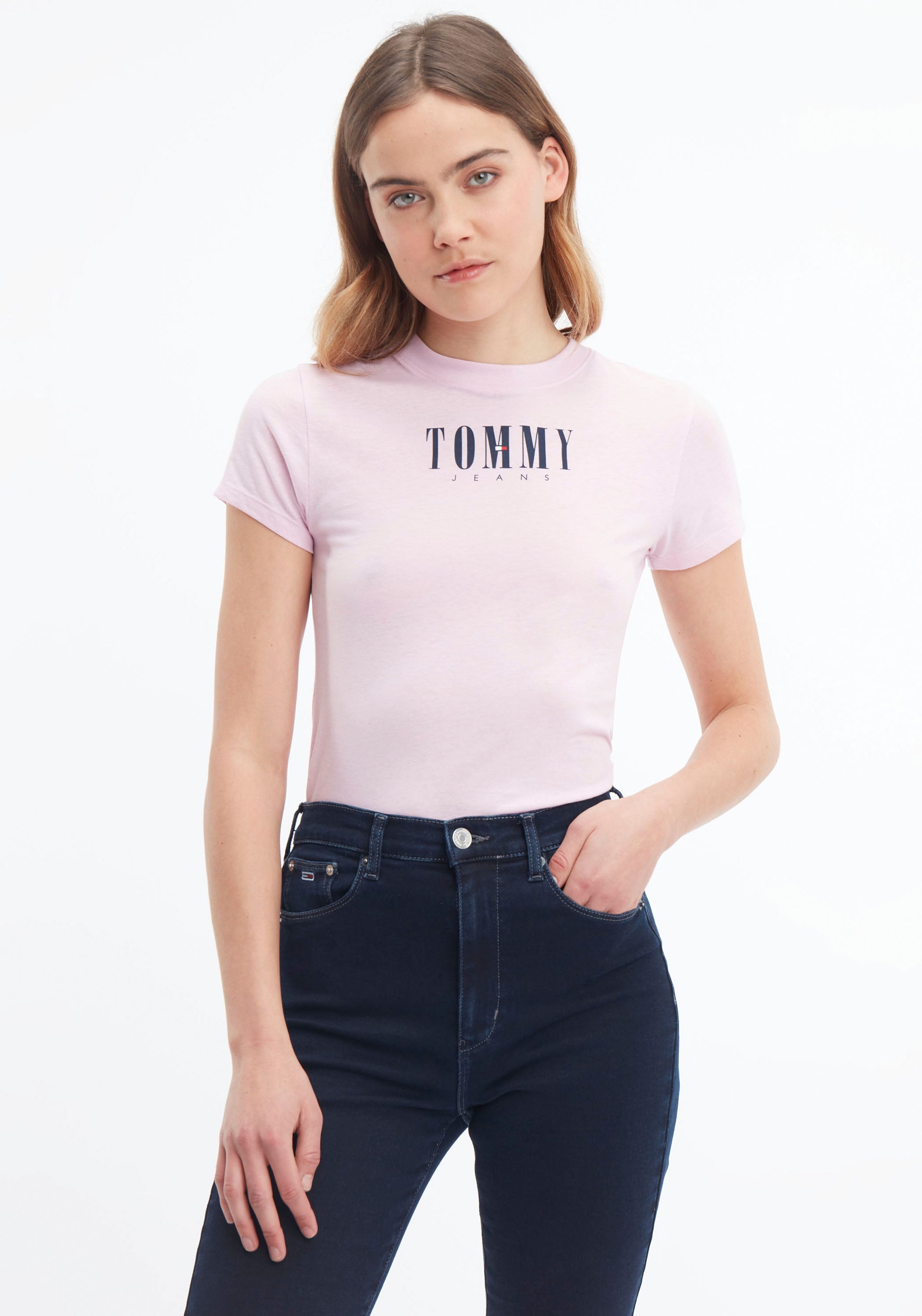 ♕ »TJW Logo-Schriftzug Tommy BABY Kurzarmshirt kaufen 2 versandkostenfrei SS«, mit Jeans Tommy ESSENTIAL LOGO Jeans