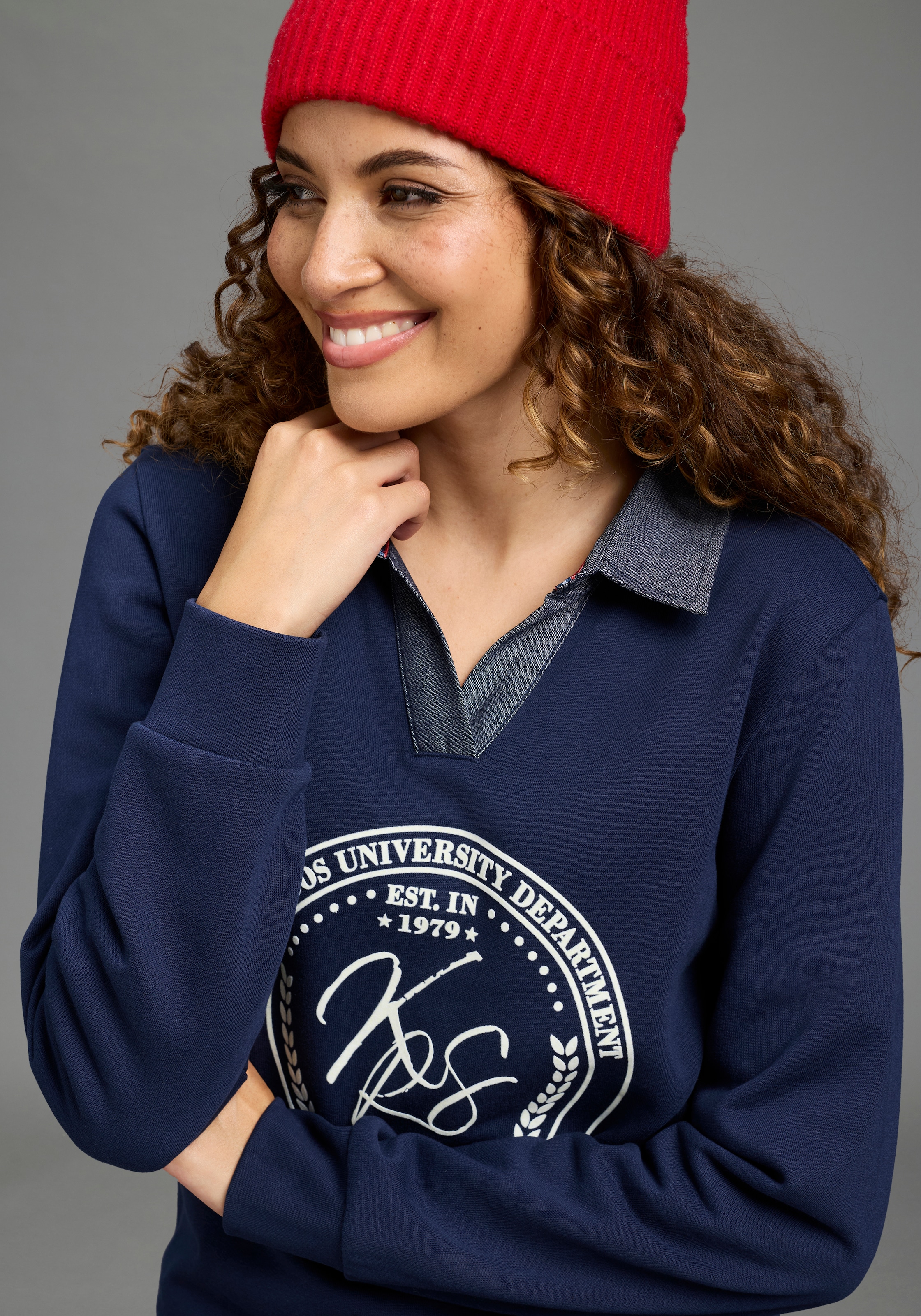 Image of KangaROOS Sweatshirt, mit Polokragen und Blende, hüftlange Schnittform