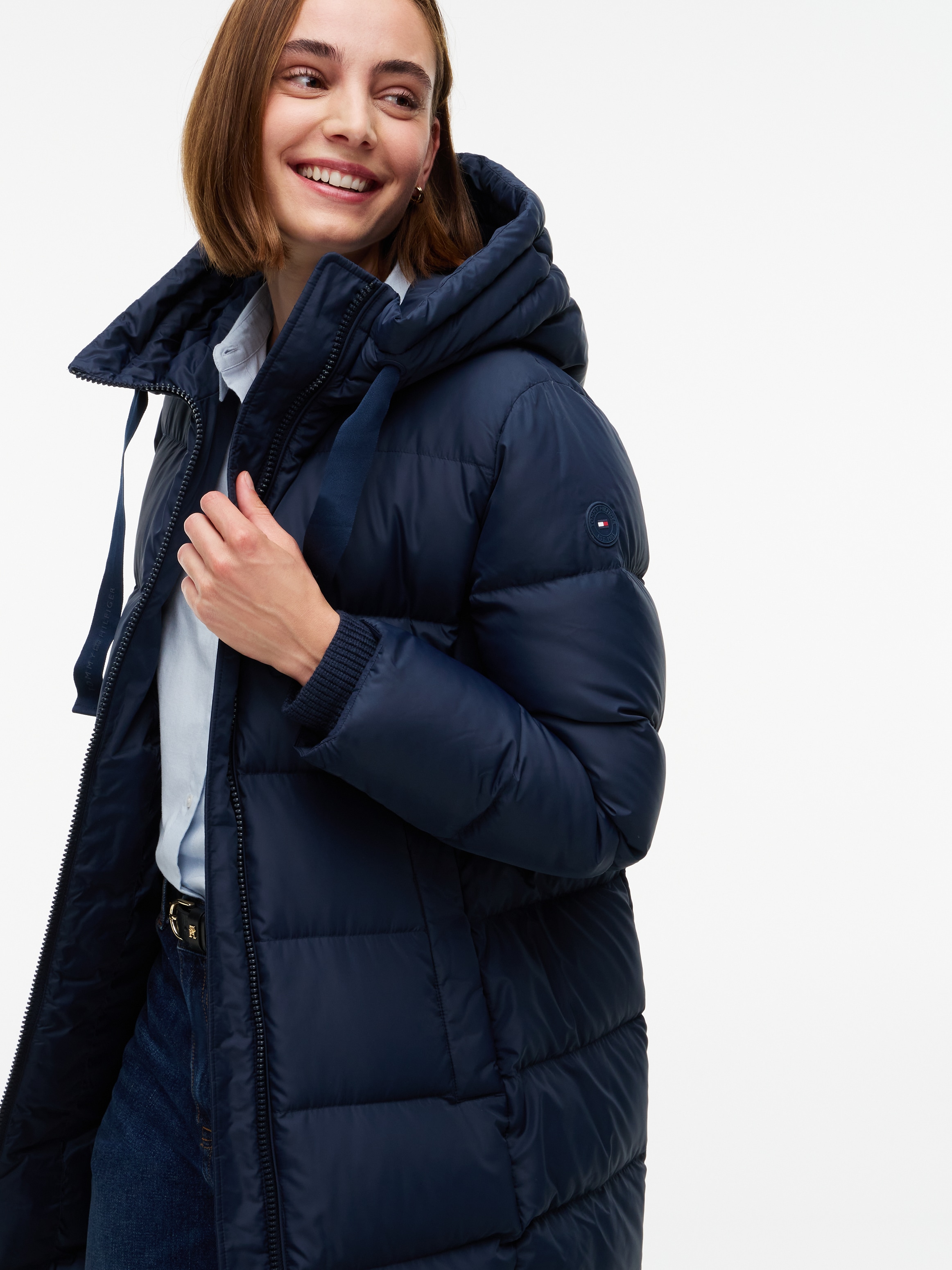 Image of Tommy Hilfiger Steppmantel "TH TAPE DOWN COAT W/HOOD" Kunstfaser, Kapuze