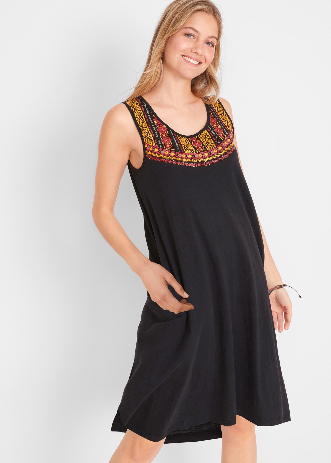 Image of bonprix Jerseykleid für Frühjahr und Sommer, aus reiner Baumwolle, asymmetrischer Saum