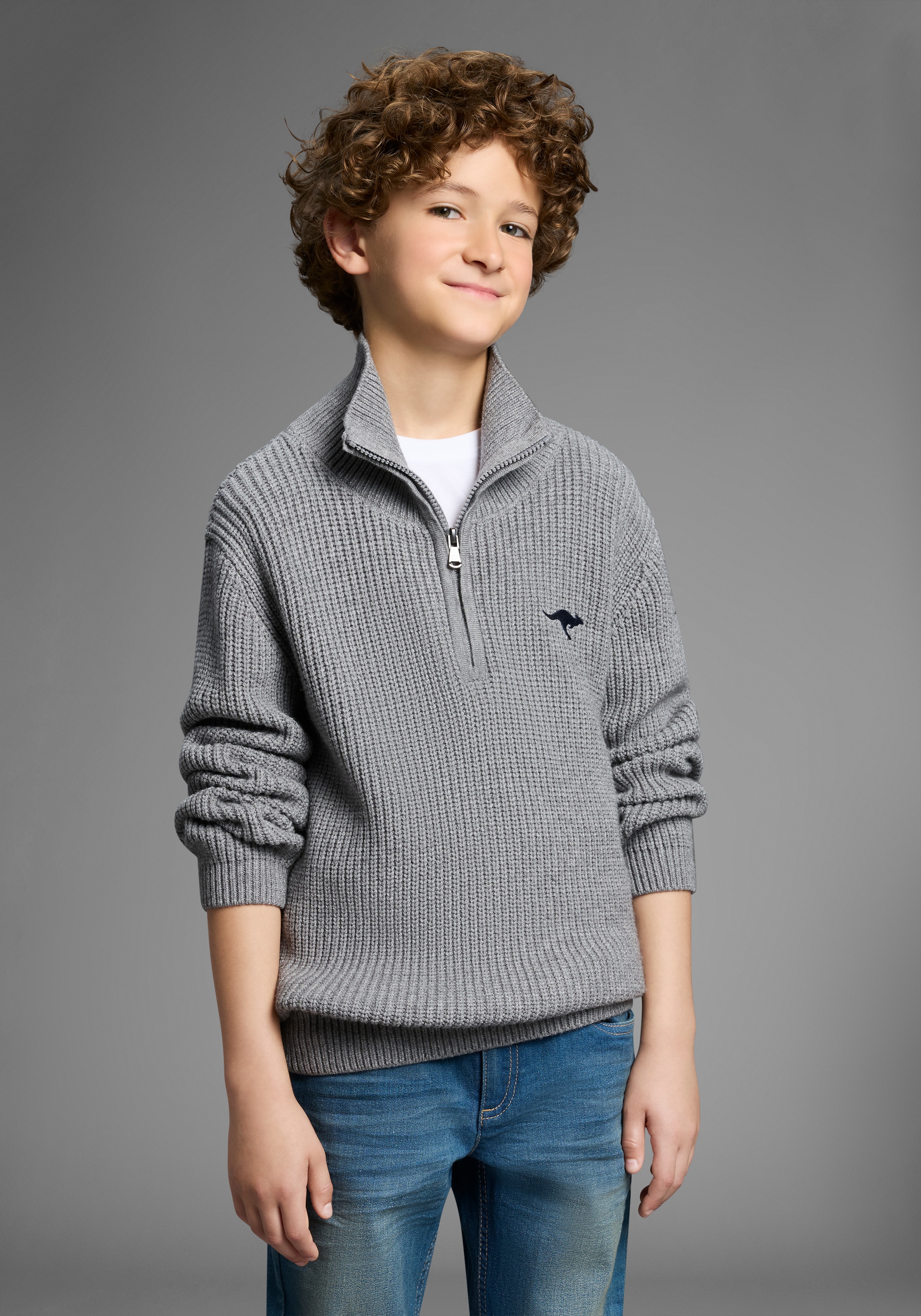 Image of KangaROOS Strickpullover "Troyer, Pullover mit Zipper" Troyer, warmer Pullover