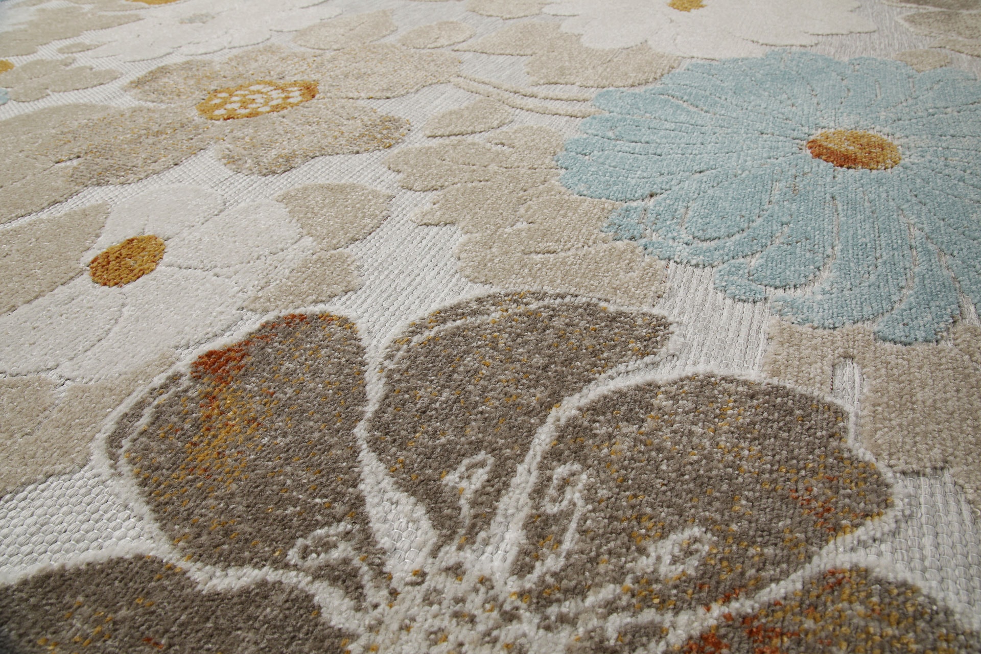 Wecon home Outdoorteppich »Beach Flower«, rund, 5 mm Höhe, für Innen & Aussen, strapazierfähig, pflegeleicht, Hoch-Tief Effekt