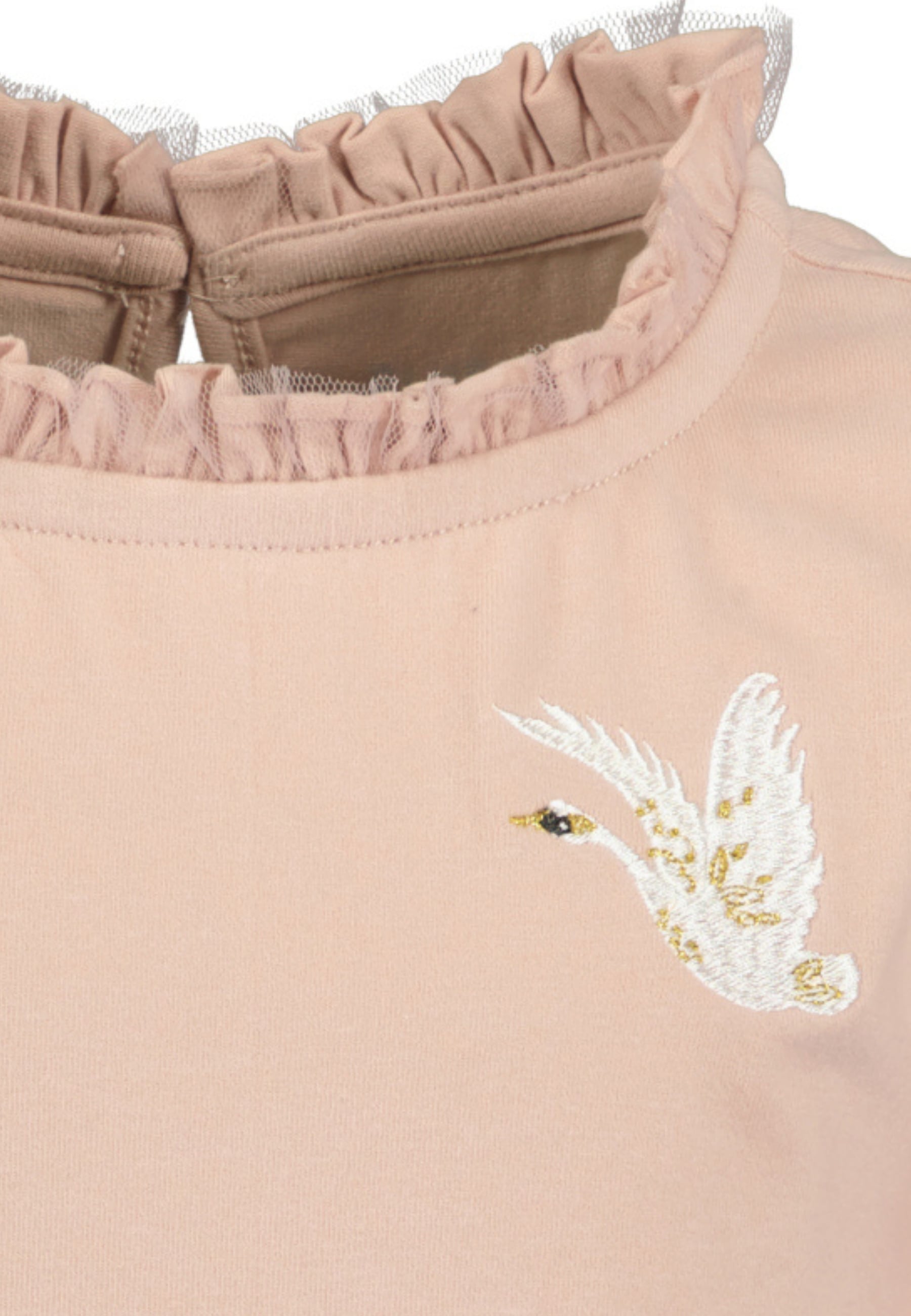 Blue Seven T-shirt à manches longues mit schmalem Tüll-Stehkragen und dezent geraffte Puffärmel