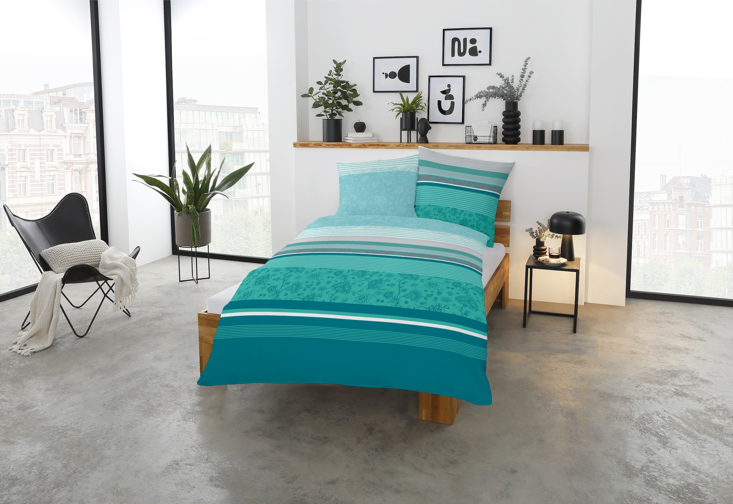 CASATEX Bettwäsche »Teri«, zarte Blüten und Streifen, frische, elegante Farben