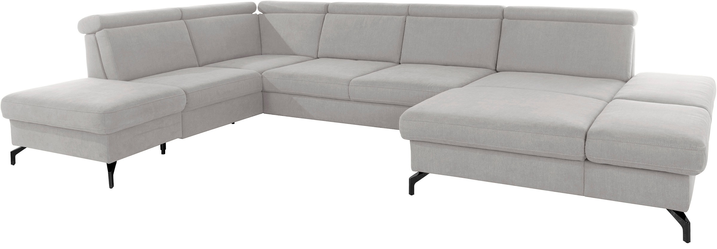 sit&more Wohnlandschaft »Brisbane U-Form«, Fusshöhe 12 cm, inklusive Sitztiefen-, Armteil- und Kopfteilverstellung