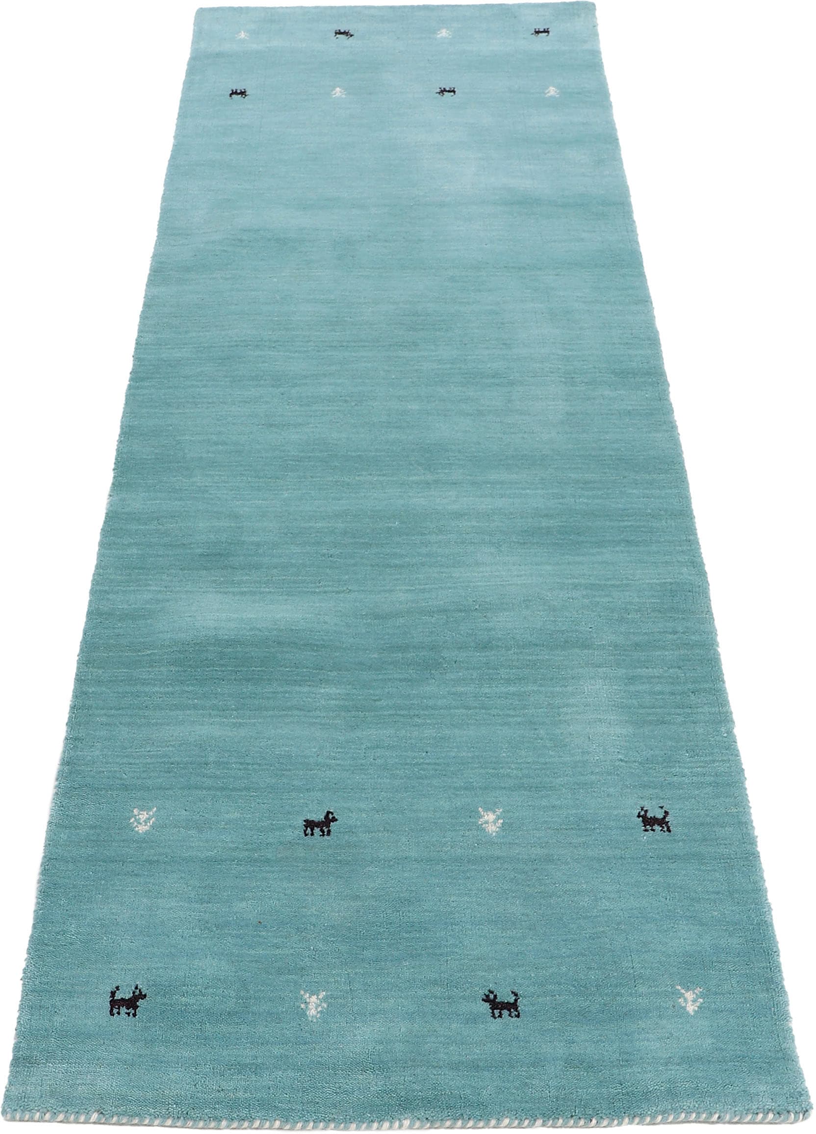 carpetfine Wollteppich »Gabbeh Uni, auch als Läufer erhältlich«, rechteckig, 15 mm Höhe, reine Wolle, handgewebt, Gabbeh Loom Tiermotiv, grosse Farbauswahl
