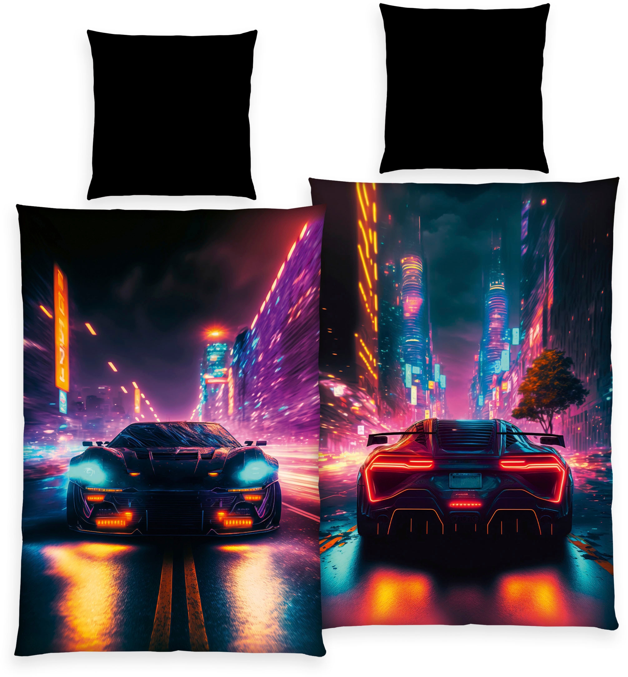 Image of Herding Young Collection Bettwäsche "YC Neoncar" 2 Stk. mit coolem Motiv