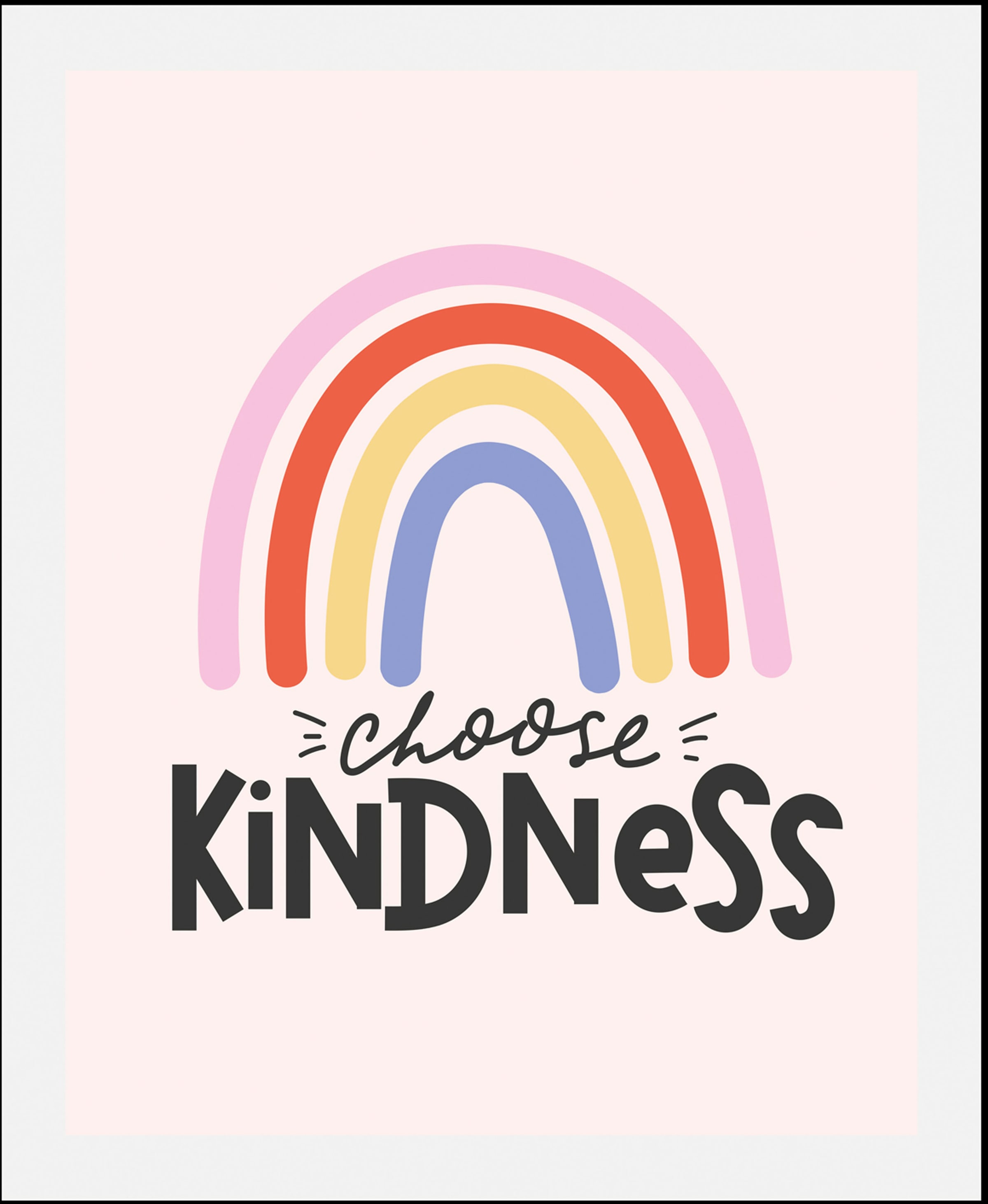 Image of queence Bild "Choose Kindness" Kunst Motivationsbilder Regenbogen Schriftzüge 1 Stk. tlg. gerahmt