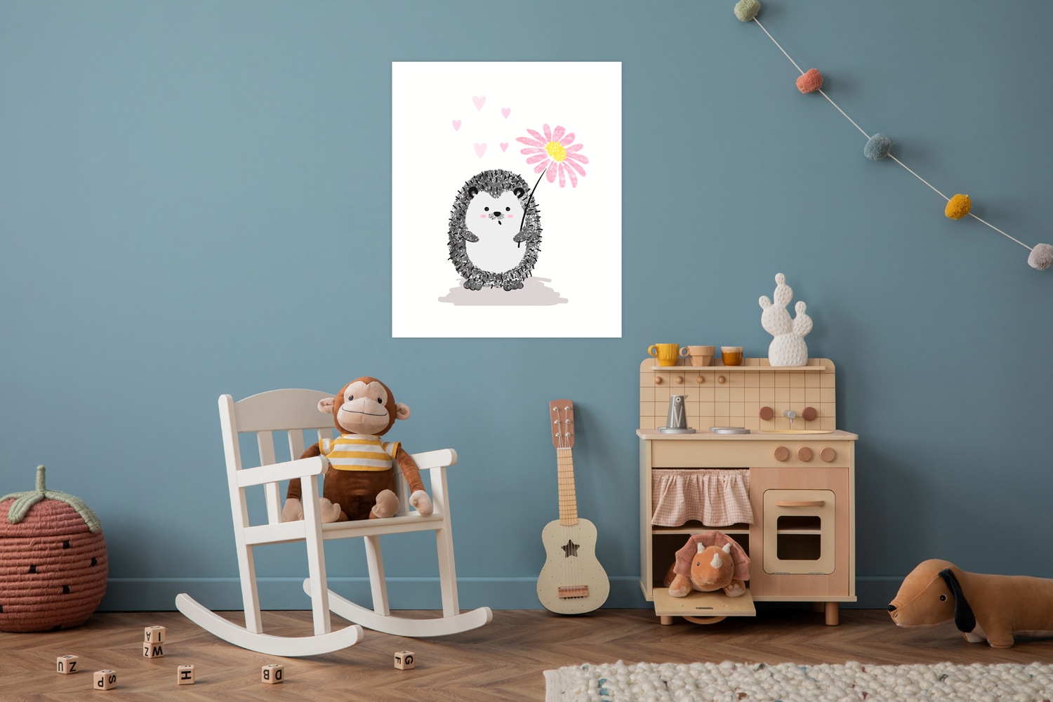 Image of Lüttenhütt Bild mit Rahmen "oder Poster, Igel mit Herzen und Blume" Fantasy Herz Herzen Tiere 1 Stk. tlg. HD Premium Druck