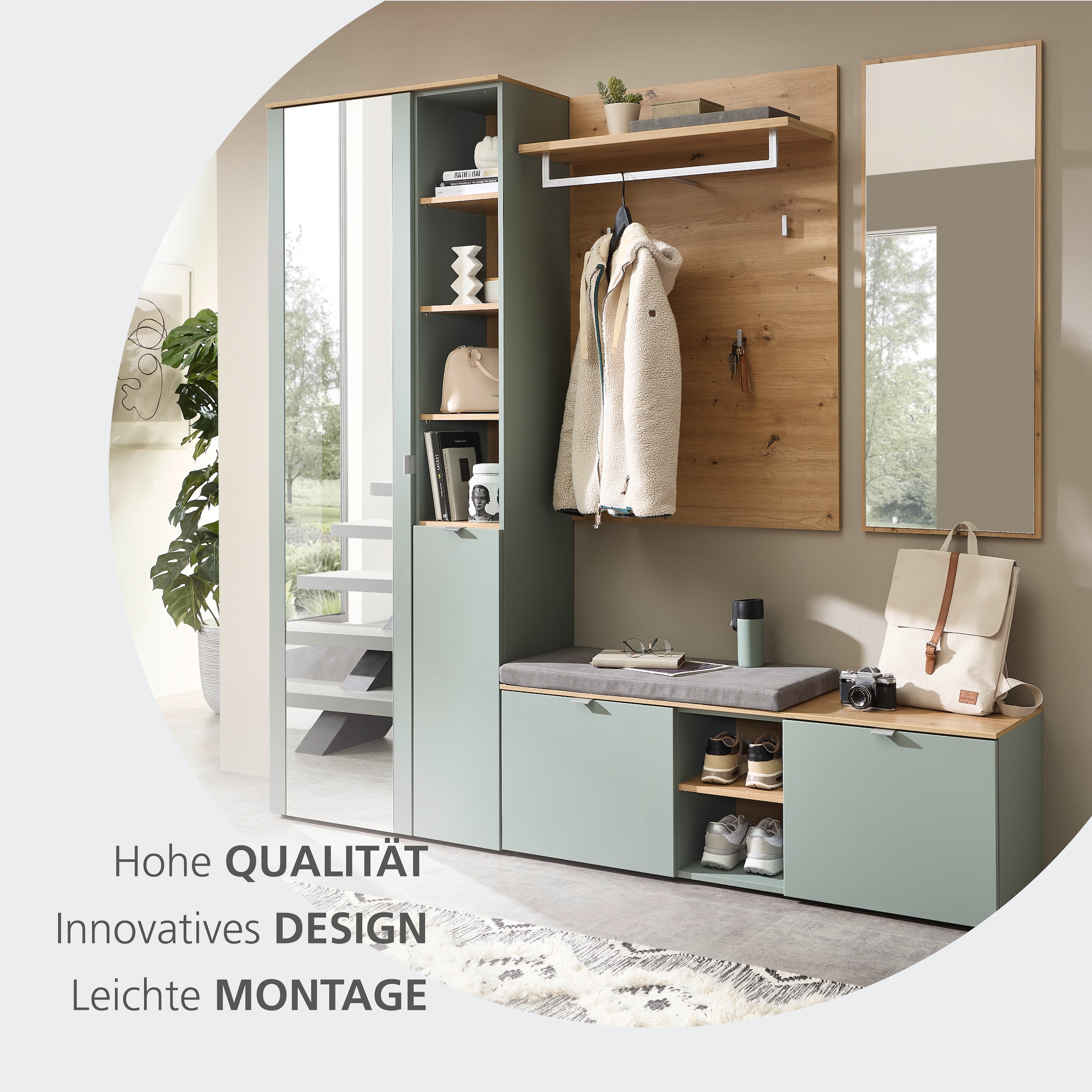Innostyle Ensemble de vestiaires »Bari Garderobenprogarmm, BxHxT 206x202x38 cm« Ensemble, 4 cuis tlg.