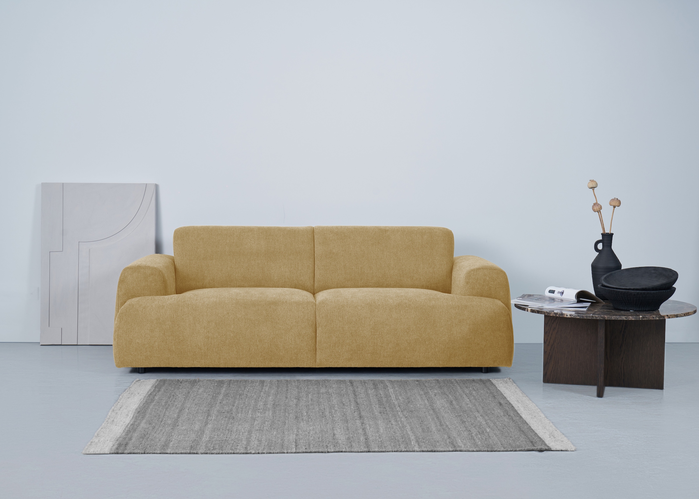 GOODproduct 2,5-places »Linkka, Breite 217 cm« en tissu chenille doux, avec suspension ondulée