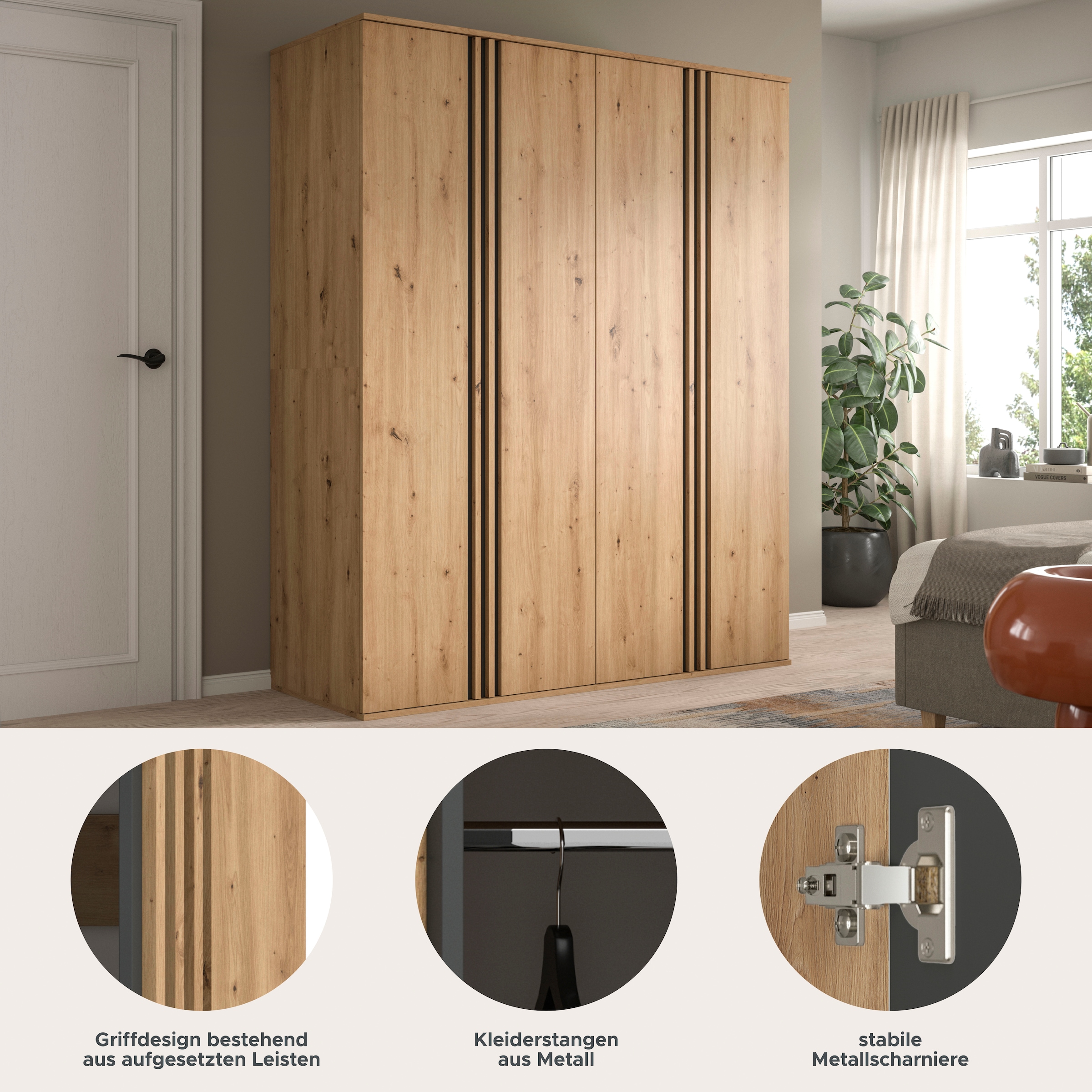 Home affaire Set d'armoires »ALVA, in den Breiten 160 & 240 cm, Paneeloptik, Schlafzimmerschrank« wähle den beste Schrank Kombination, individuell platzierbar, 