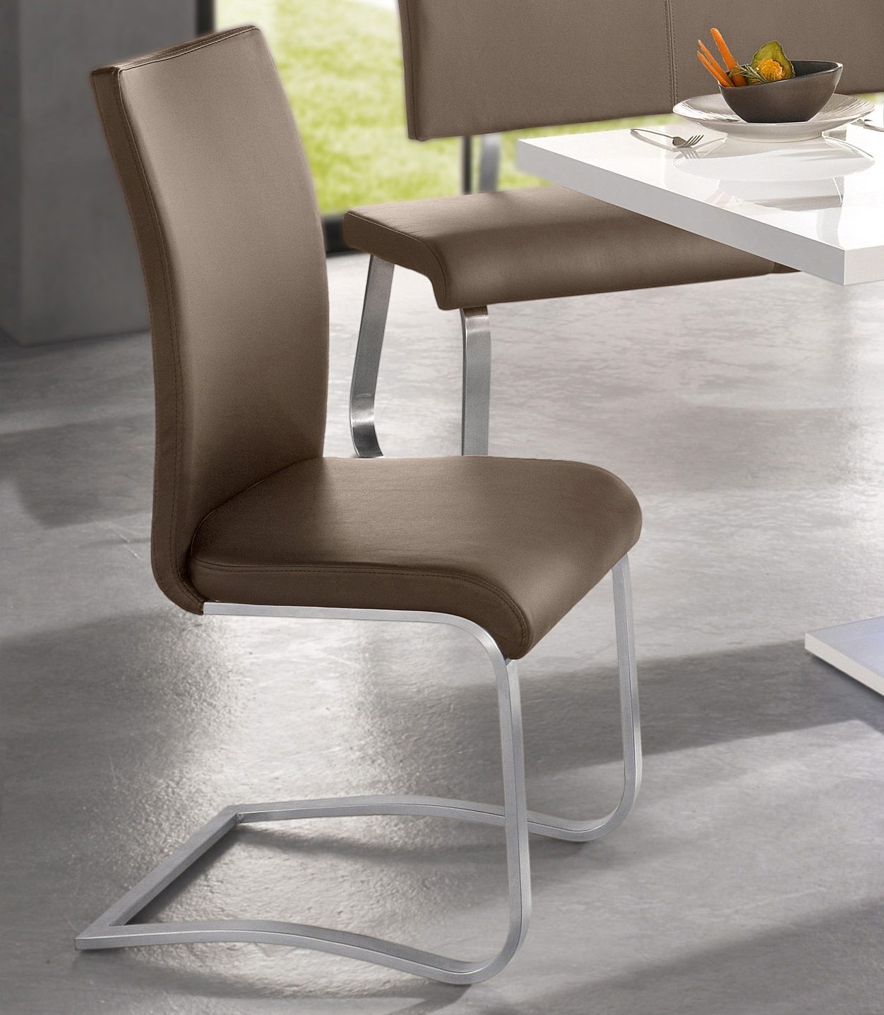 Image of MCA furniture Freischwinger "Arco" (Set) 2 Stk.Stuhl mit Echtlederbezug, belastbar bis 130 Kg