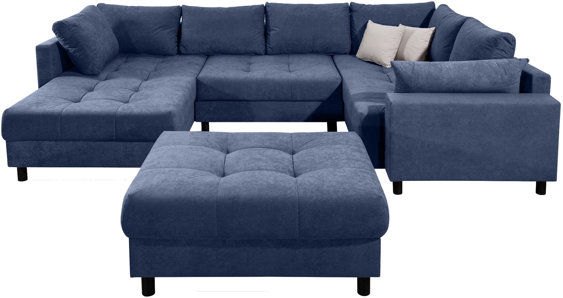 COLLECTION AB Wohnlandschaft »Toni U-Form mit Armlehne« inkl. Hocker und Zierkissen in abgesetzter Farbe, mit Bonnelfederkern