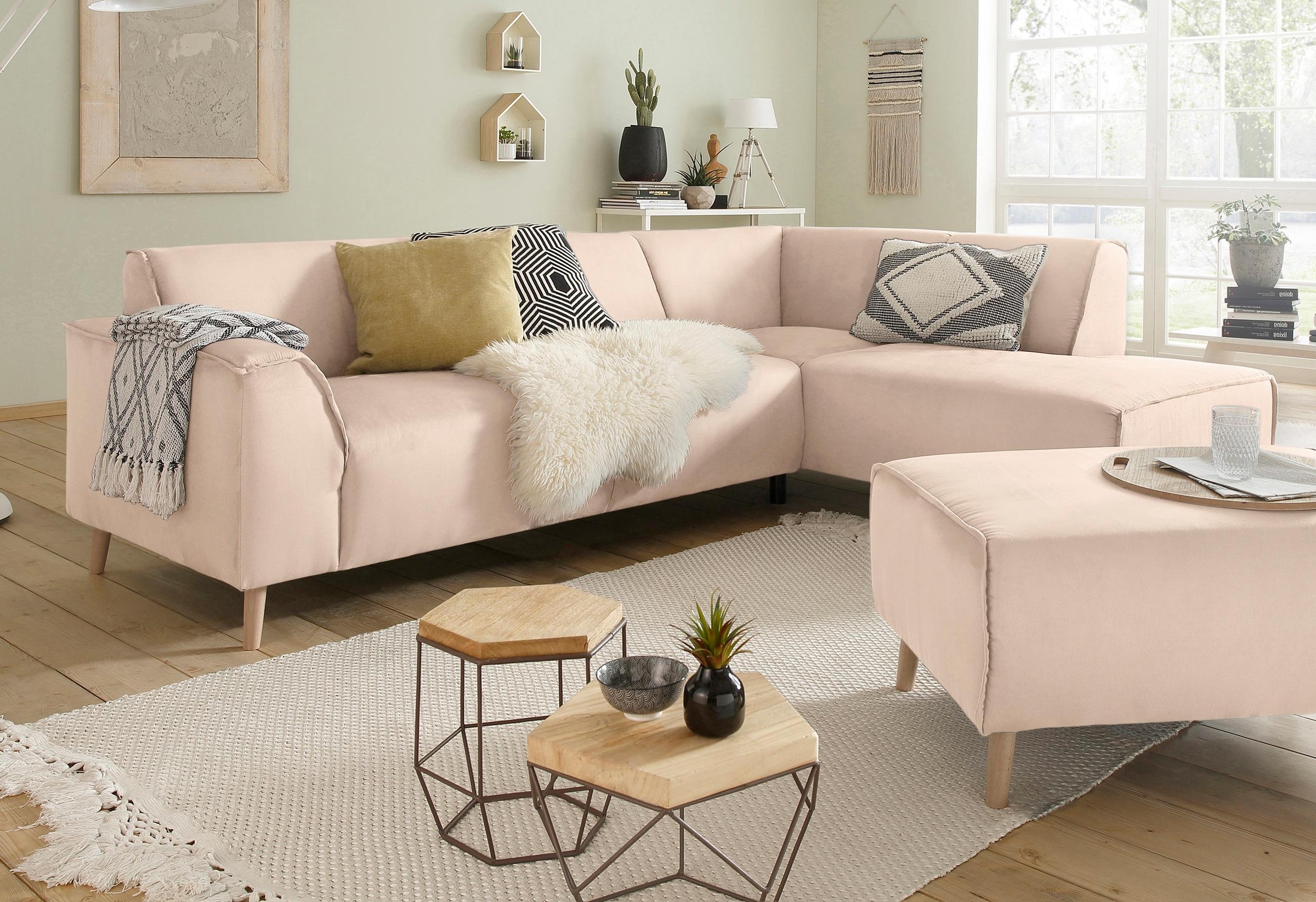 Image of Home affaire Ecksofa »Julia«, Federkern-Polsterung, Holzfüsse, Keder bei Ackermann Versand Schweiz