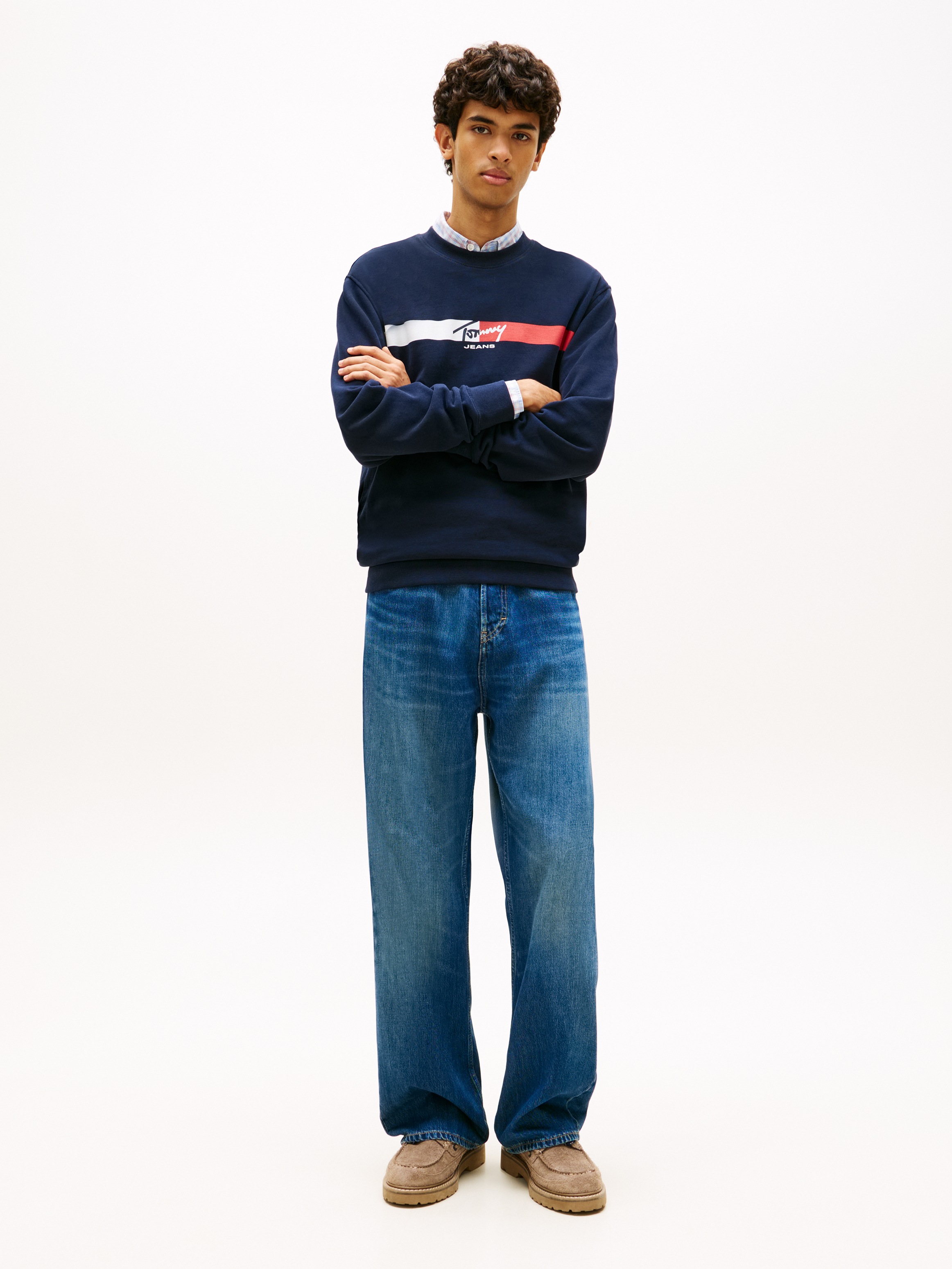 Tommy Jeans Sweat-shirt »TJM REGULAR SIGN STRIPE«, coupe régulière avec imprimé de marque
