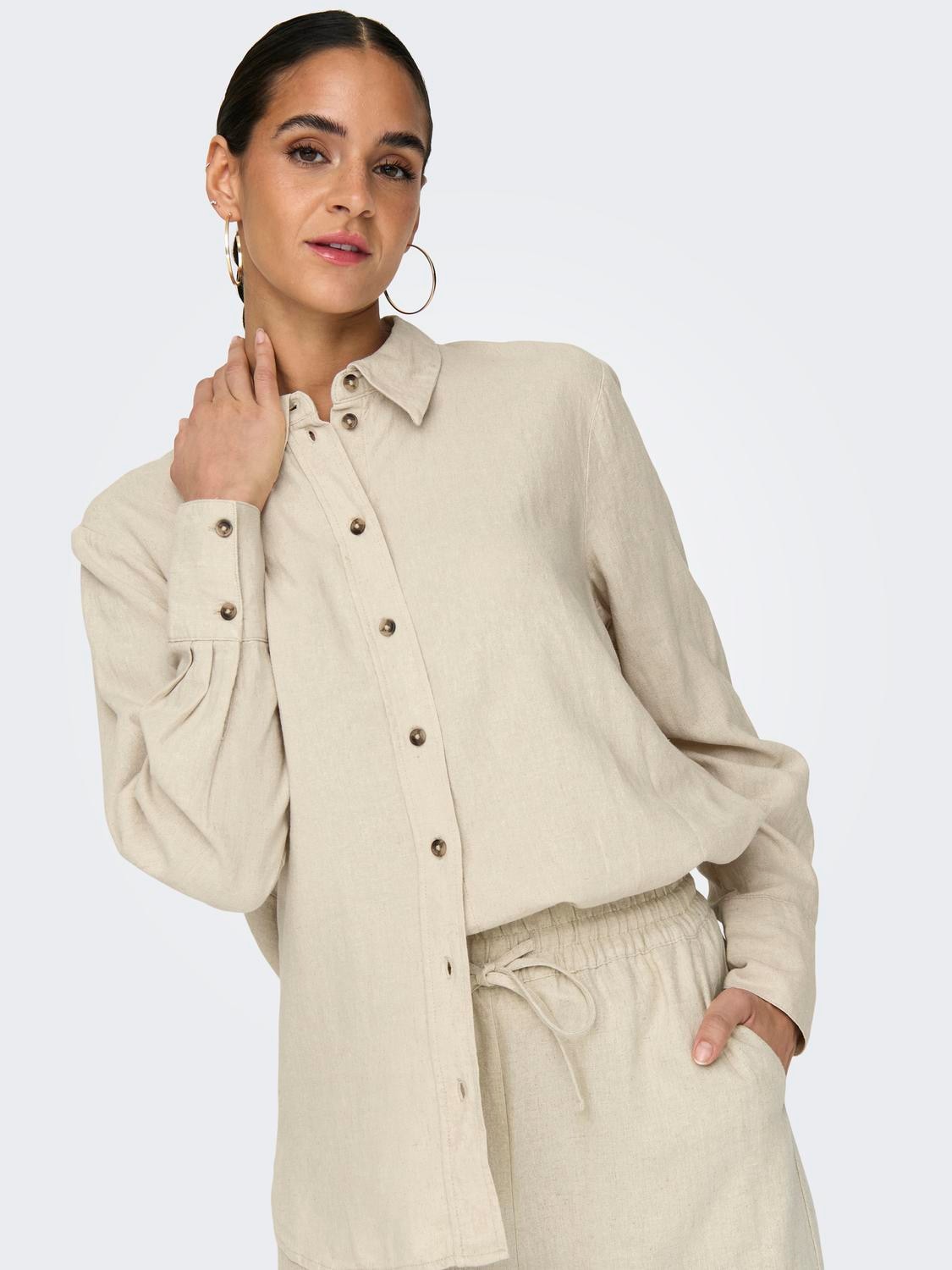 JDY Blouse chemise »JDYSAY L/S LINEN LOOSE SHIRT WVN NOOS«