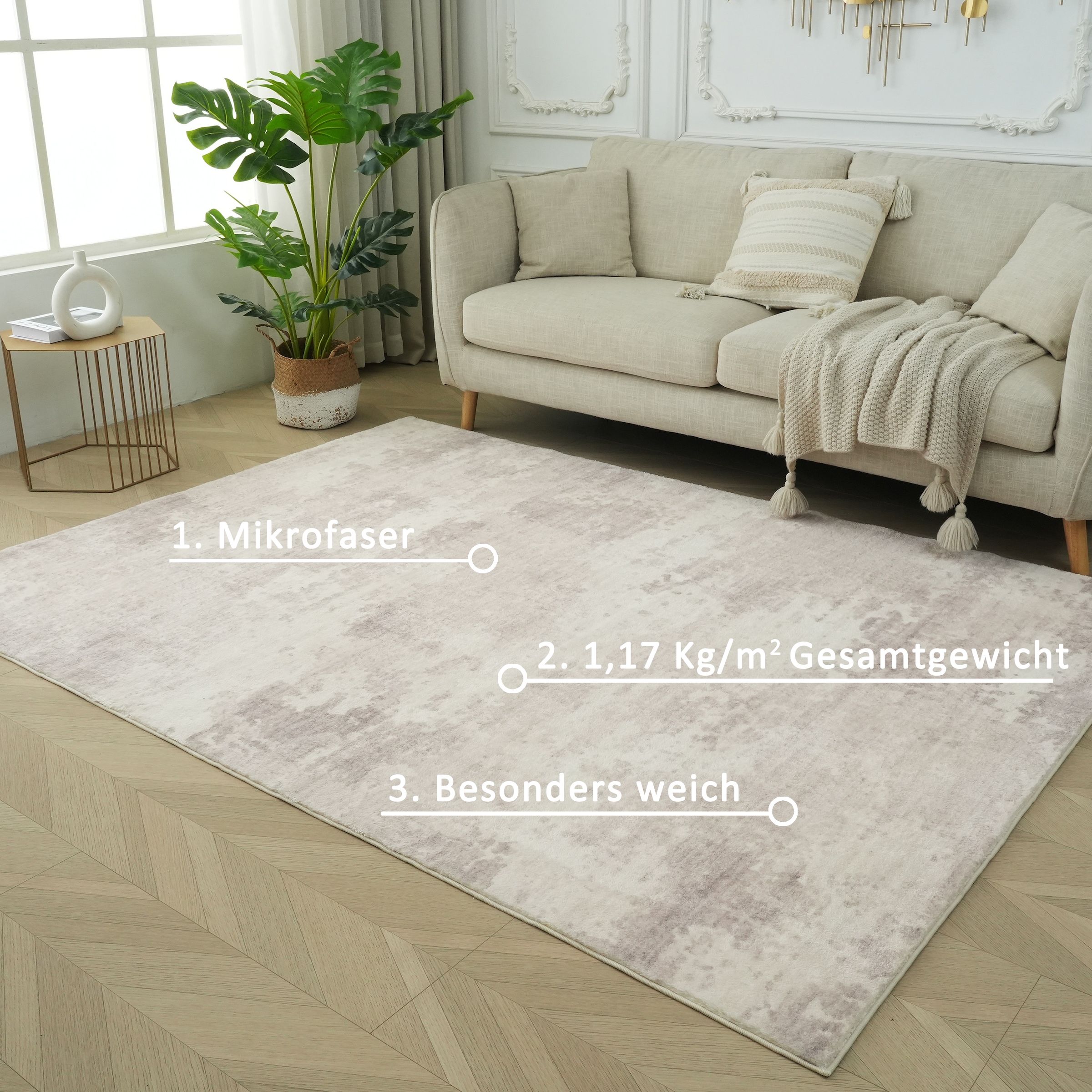 GOODproduct Tapis »Mokk, Druckteppich, mehrfarbig, im Vintage-Look« Rectangulaire 12 mm Höhe imprimé, lavable, doux, salon, chambre, salle à manger