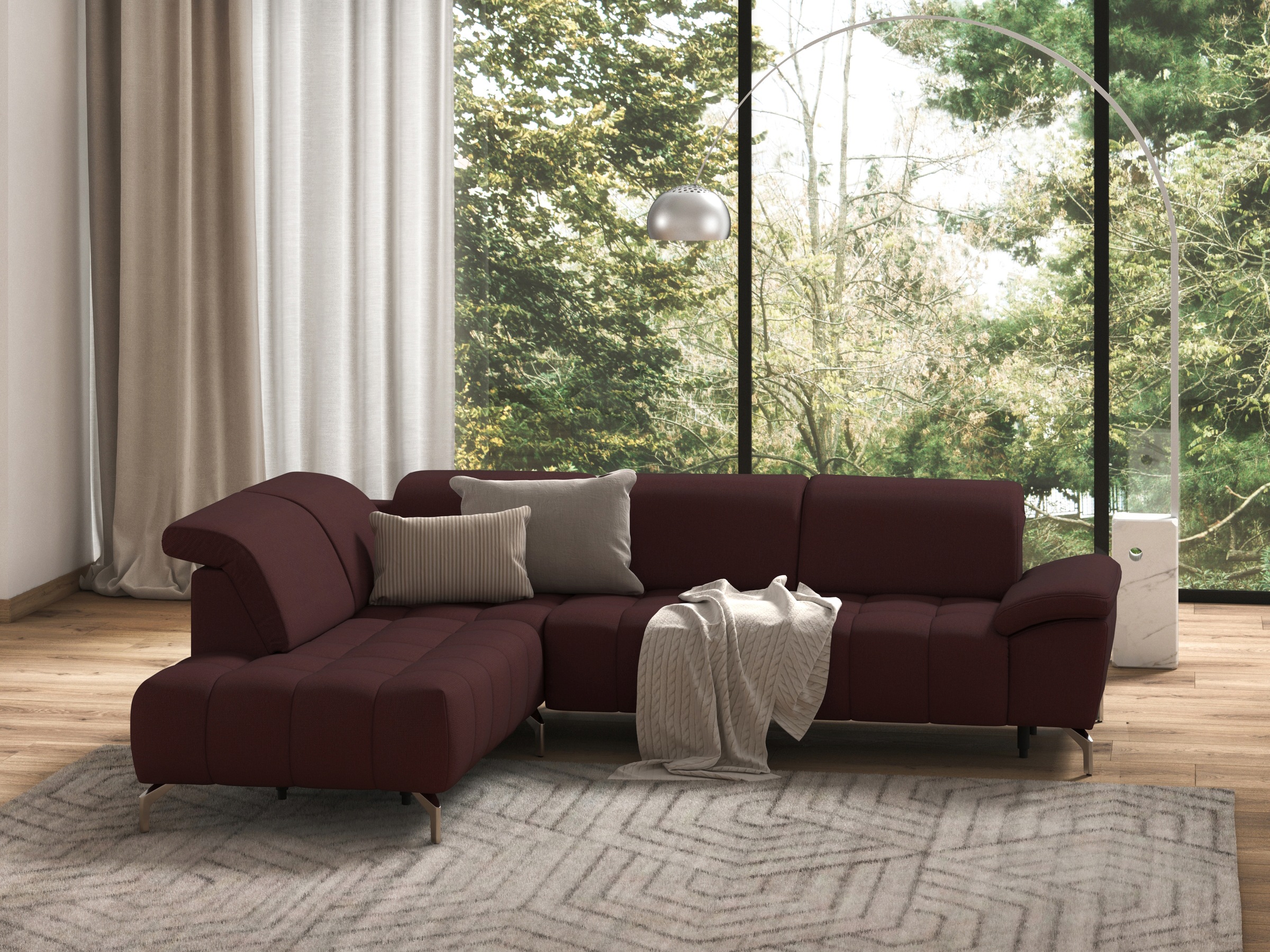 sit&more Ecksofa »Cool L-Form«, wahlweise mit Kopfteilverstellung und Vorziehsitz, motorisch