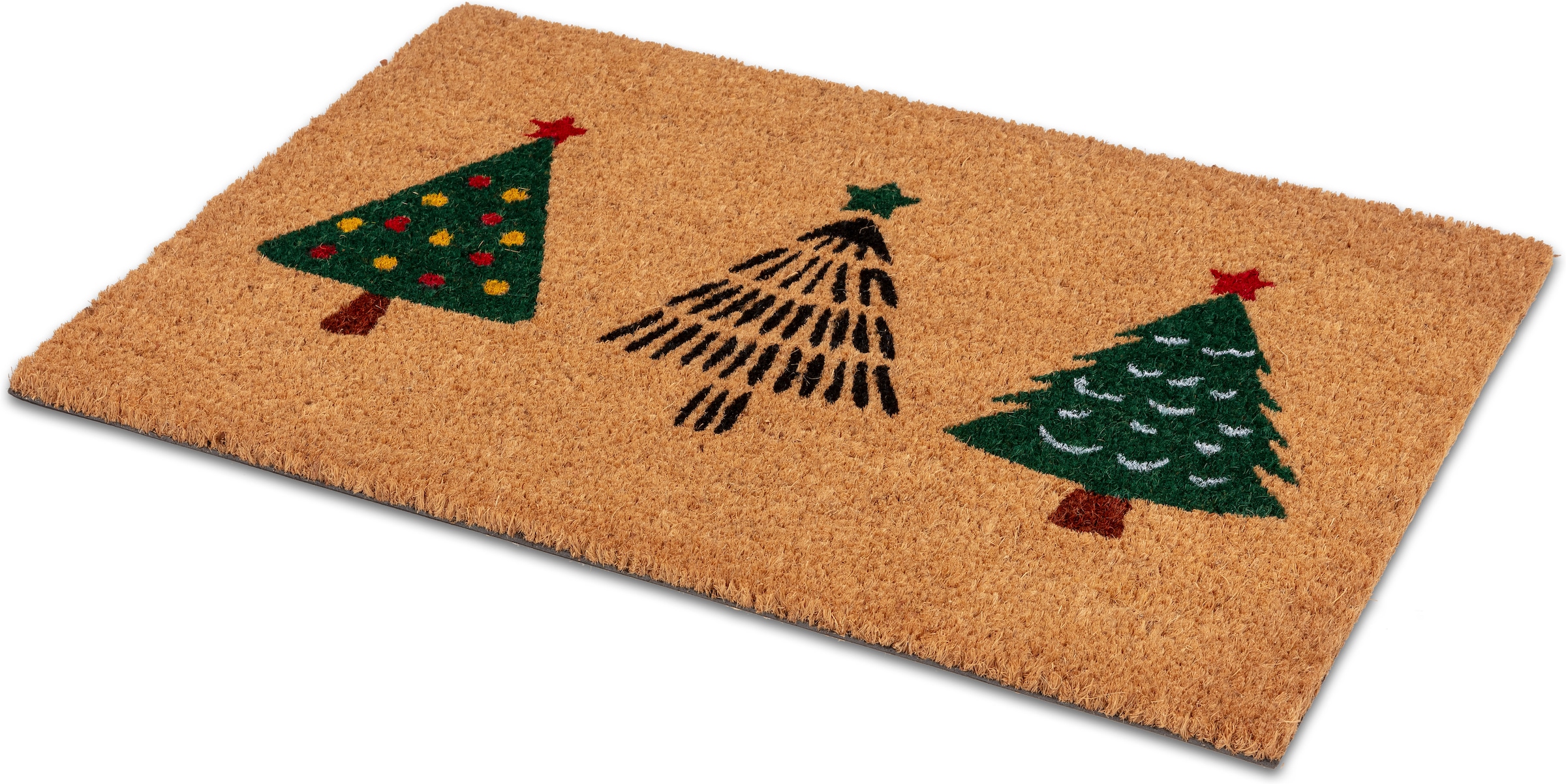 ASTRA Tapis de sol »Kokosvelours  Tannenbäume  40x60« Rectangulaire 1,4 mm Höhe noix de coco, matériau naturel, sapin, Noël